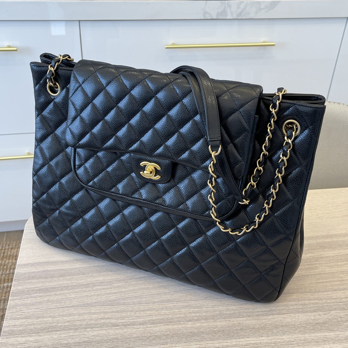 Black Caviar Quilted Small Double Flap Classic Bag w/SHW