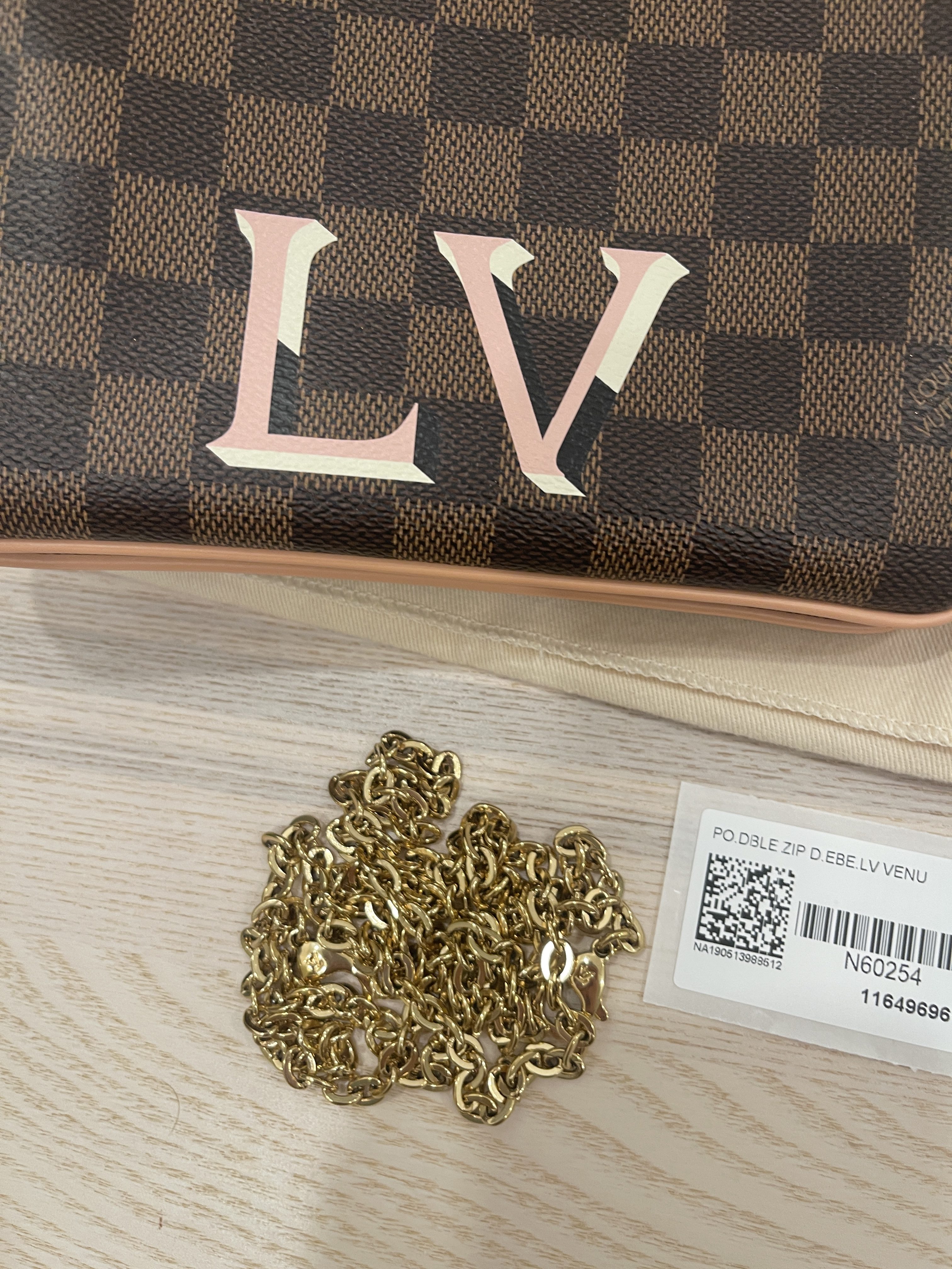 Shop Louis Vuitton DAMIER Double zip pochette (N60254) by nordsud