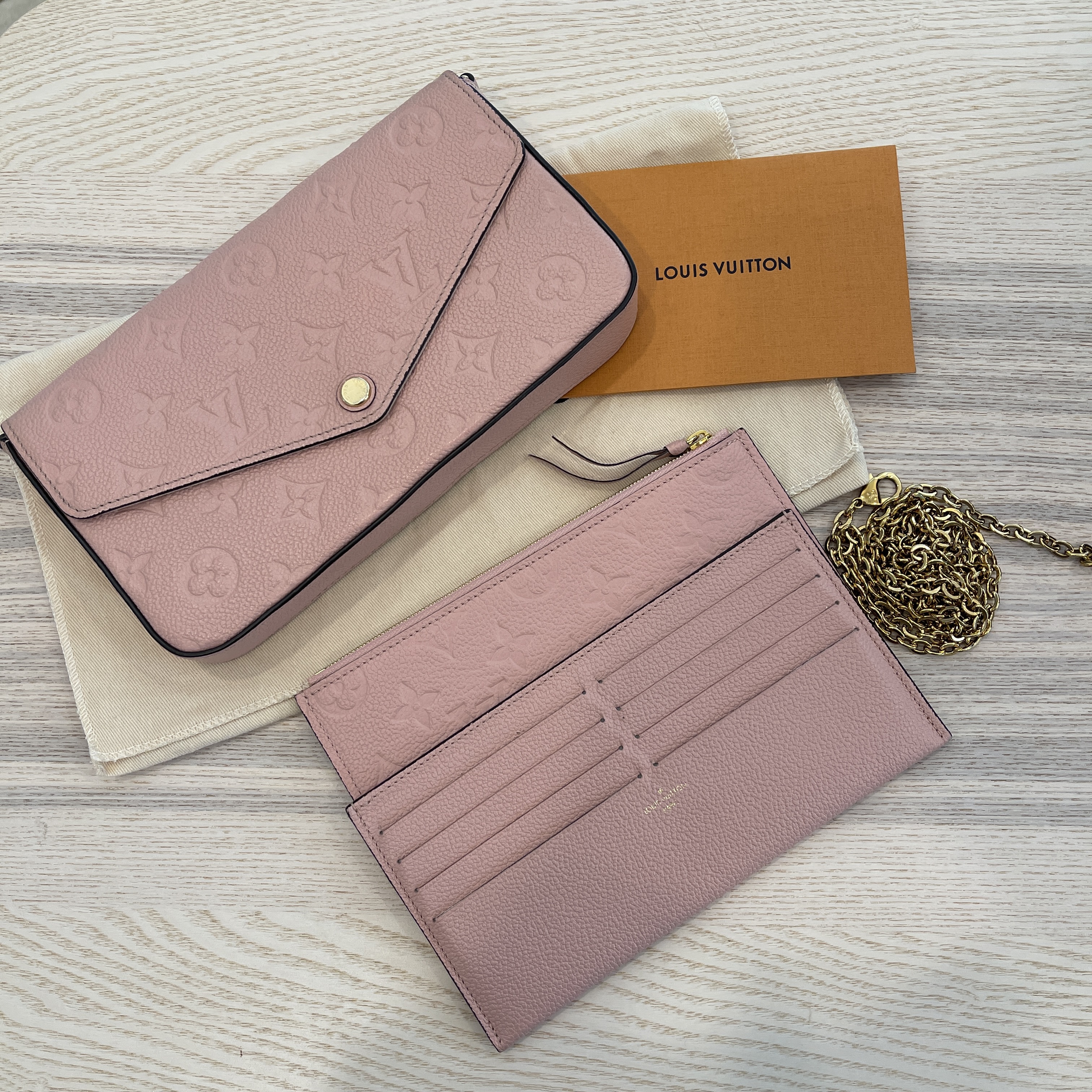 Louis Vuitton Empreinte Pochette Felicie Chain Wallet Rose Poudre