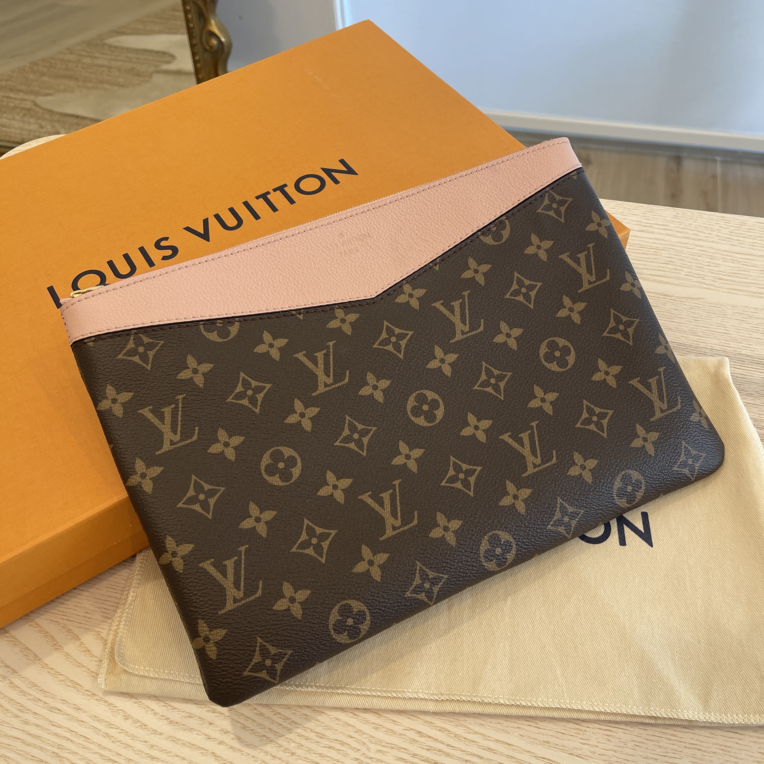 Louis Vuitton Red Leather and Monogram Canvas Daily