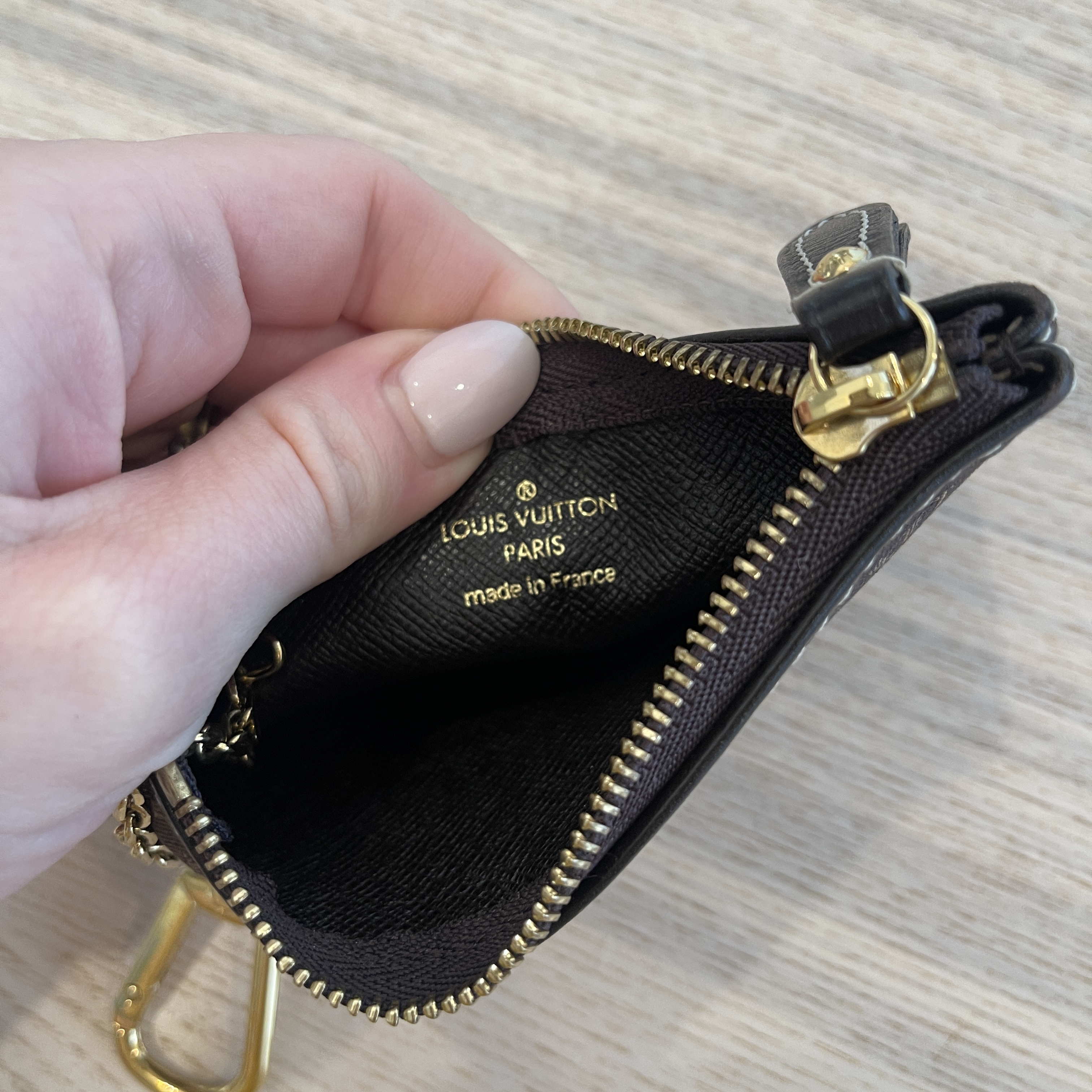 Louis Vuitton Bordeaux Monogram Mini Lin Key Chain Pochette Cles Keychain 862479