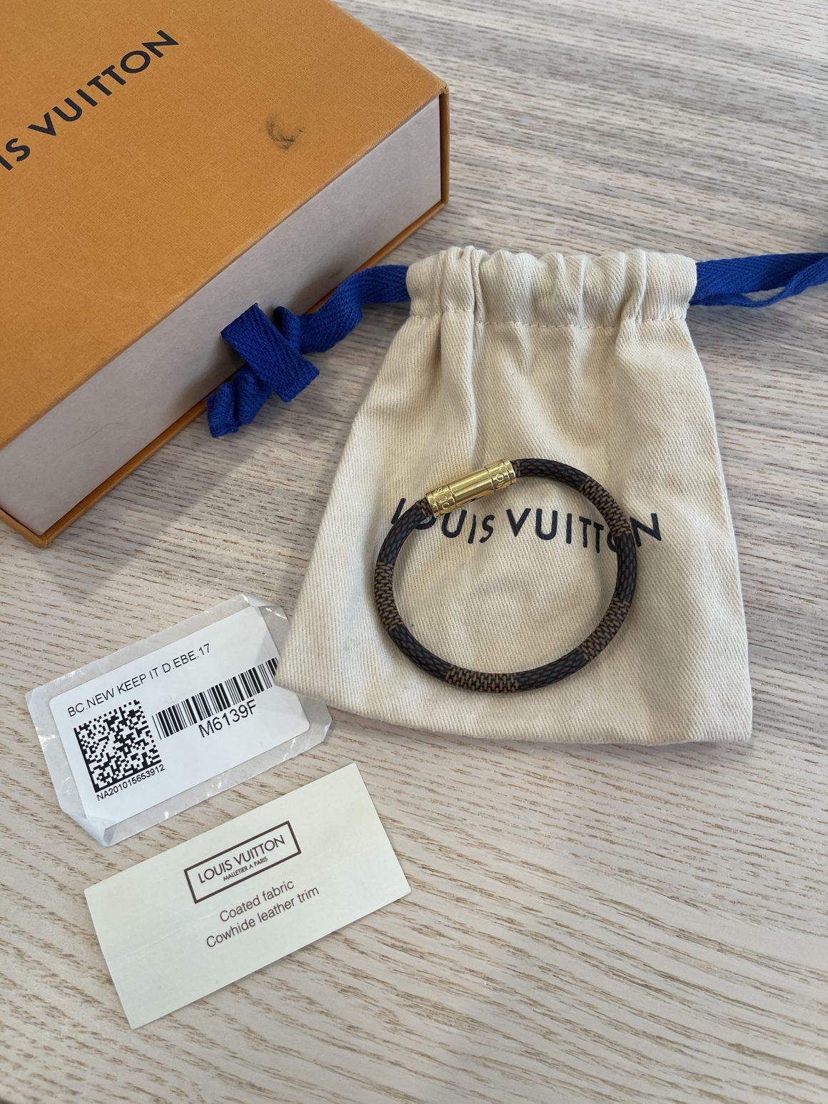 Louis Vuitton Blue Leather Wrap Spike It Bracelet Size 17