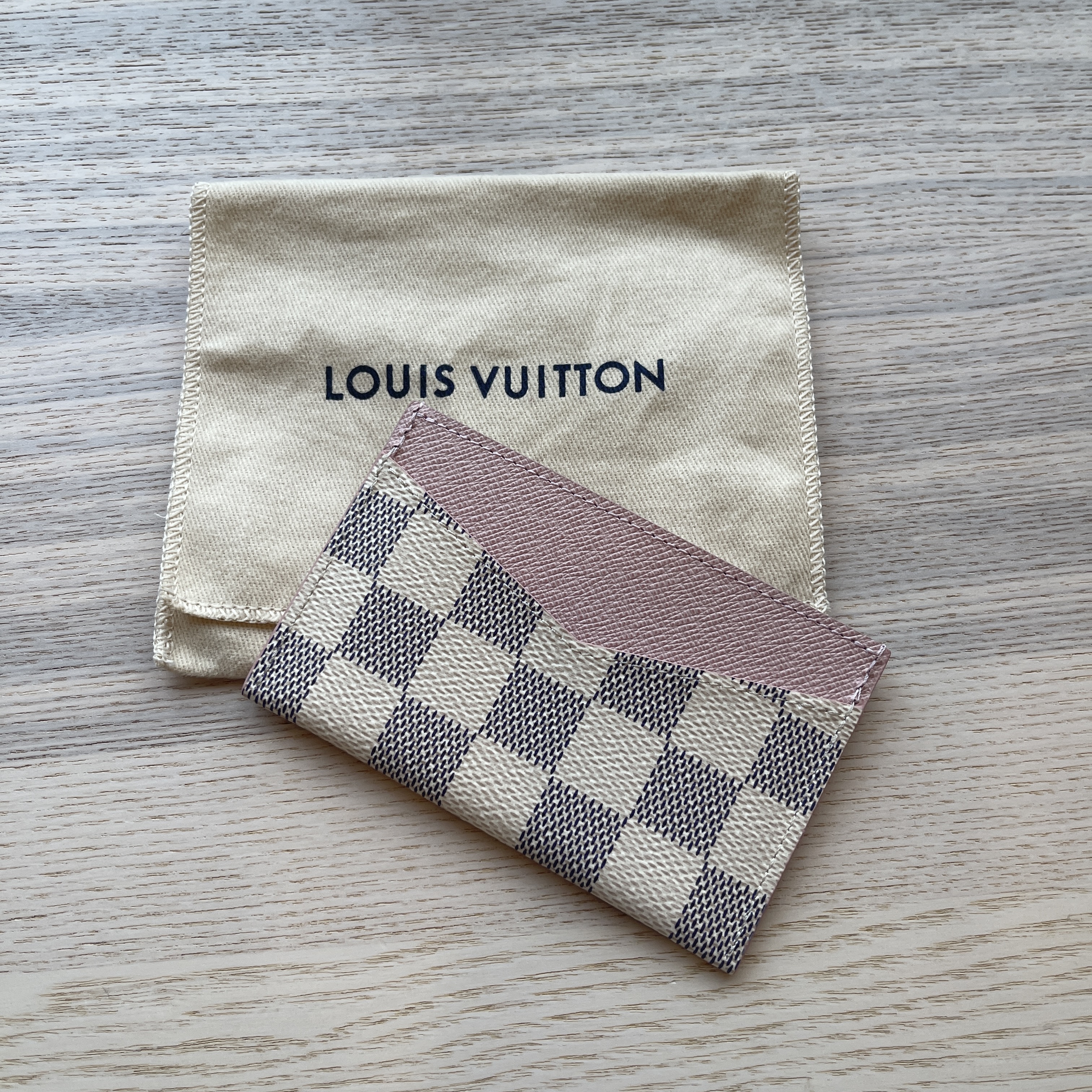 Louis Vuitton Damier Azur Daily Card Holder Rose Ballerine