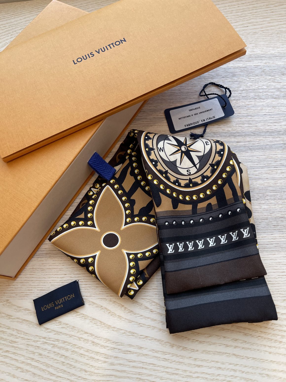 Louis Vuitton, Accessories, Louis Vuitton Silk Monogram Lv World Bandeau  In Brown