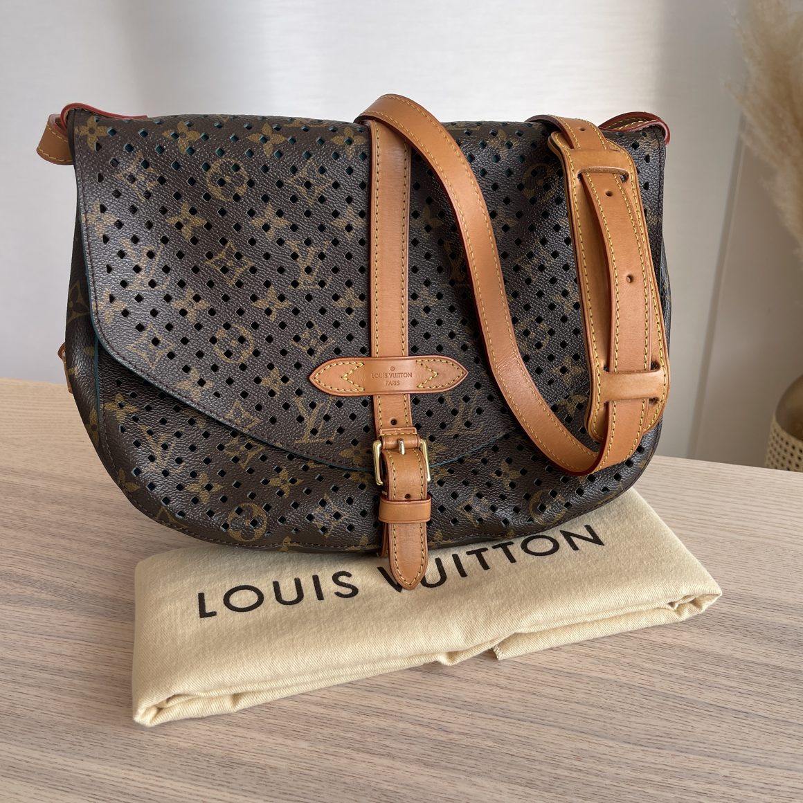 Louis Vuitton Flore Saumur Handbag Perforated Monogram Canvas