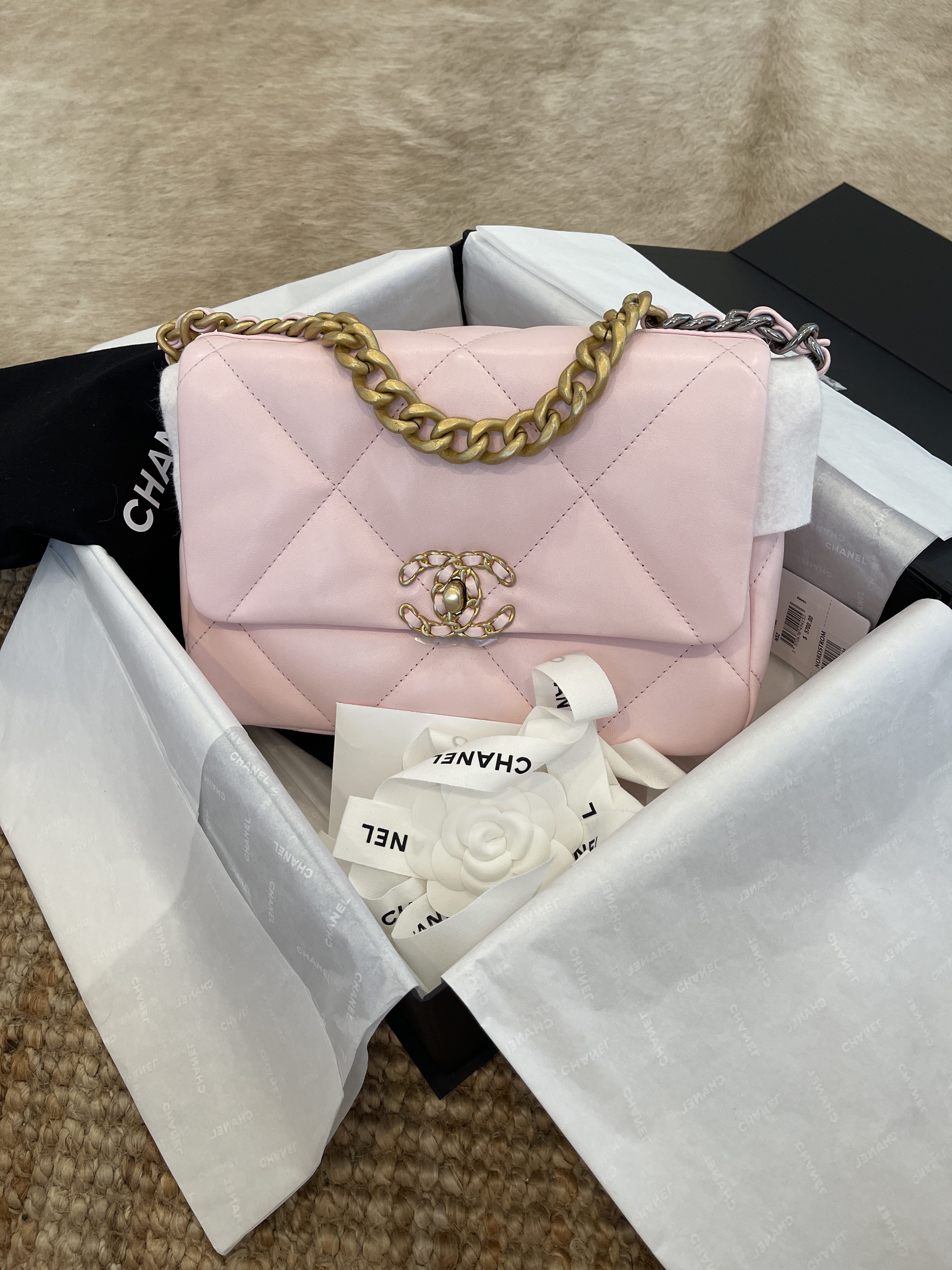 pink chanel 19 flap
