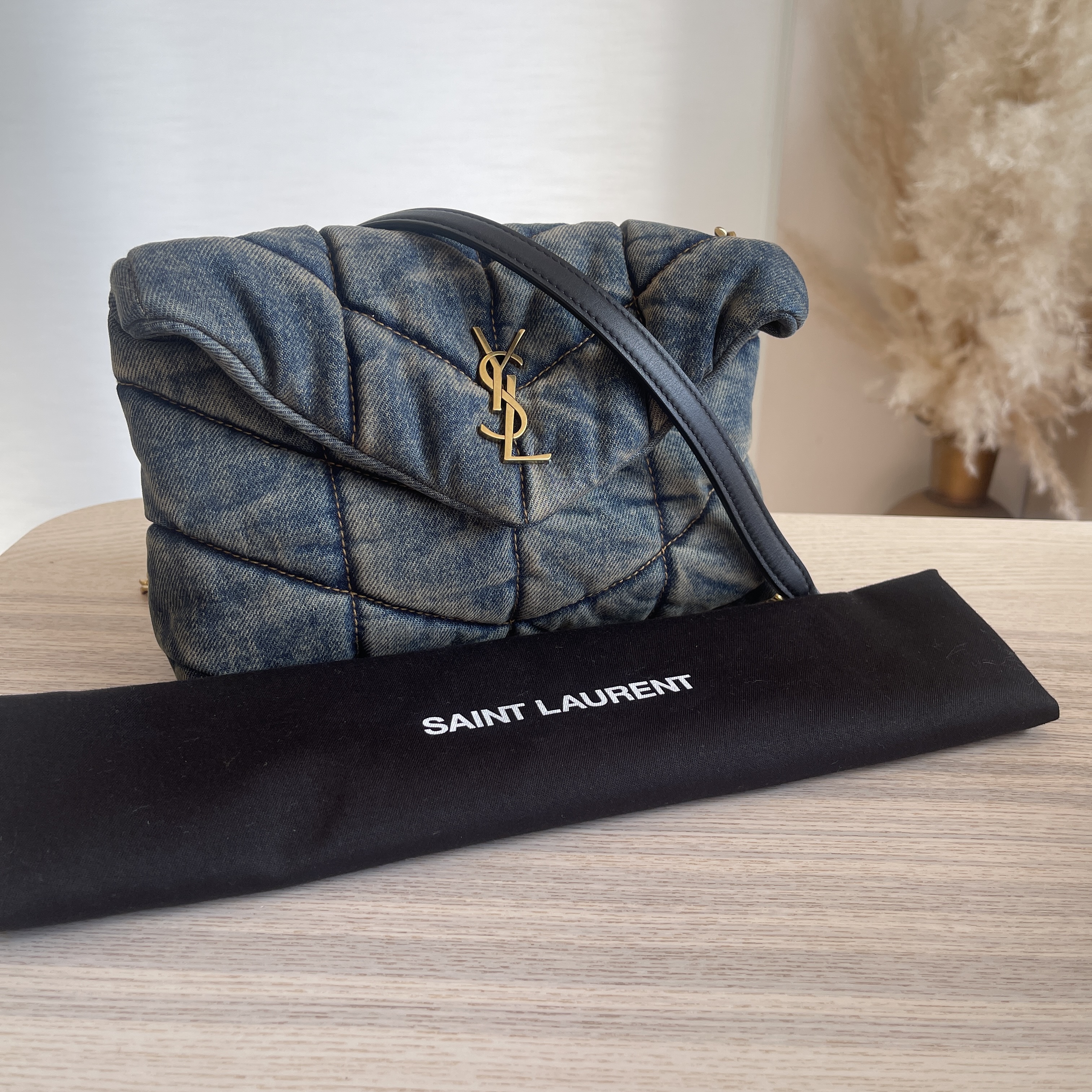 Louis Vuitton Denim Quilted Mini Loulou Puffer Monogram Chain Satchel Blue  Black