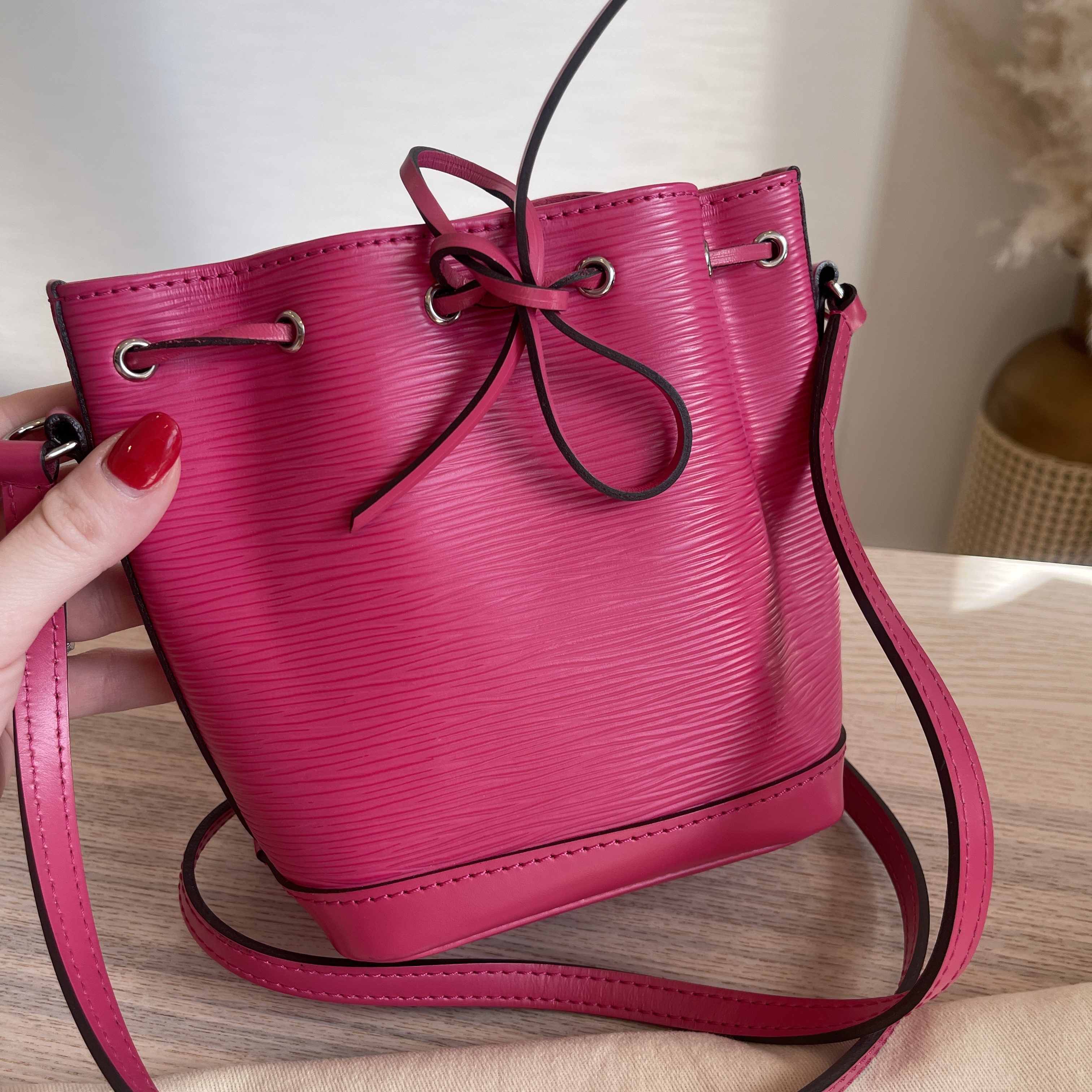 Pink Louis Vuitton Epi Nano Noe Bucket Bag
