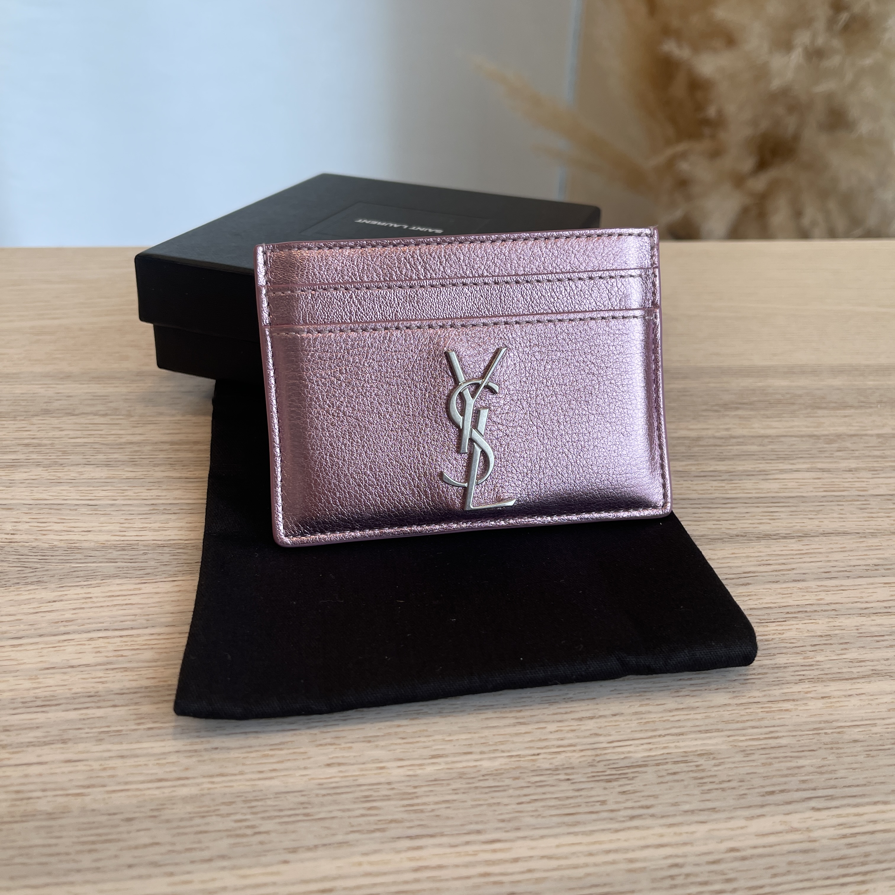 Saint Laurent YSL Metallic Leather Card Case
