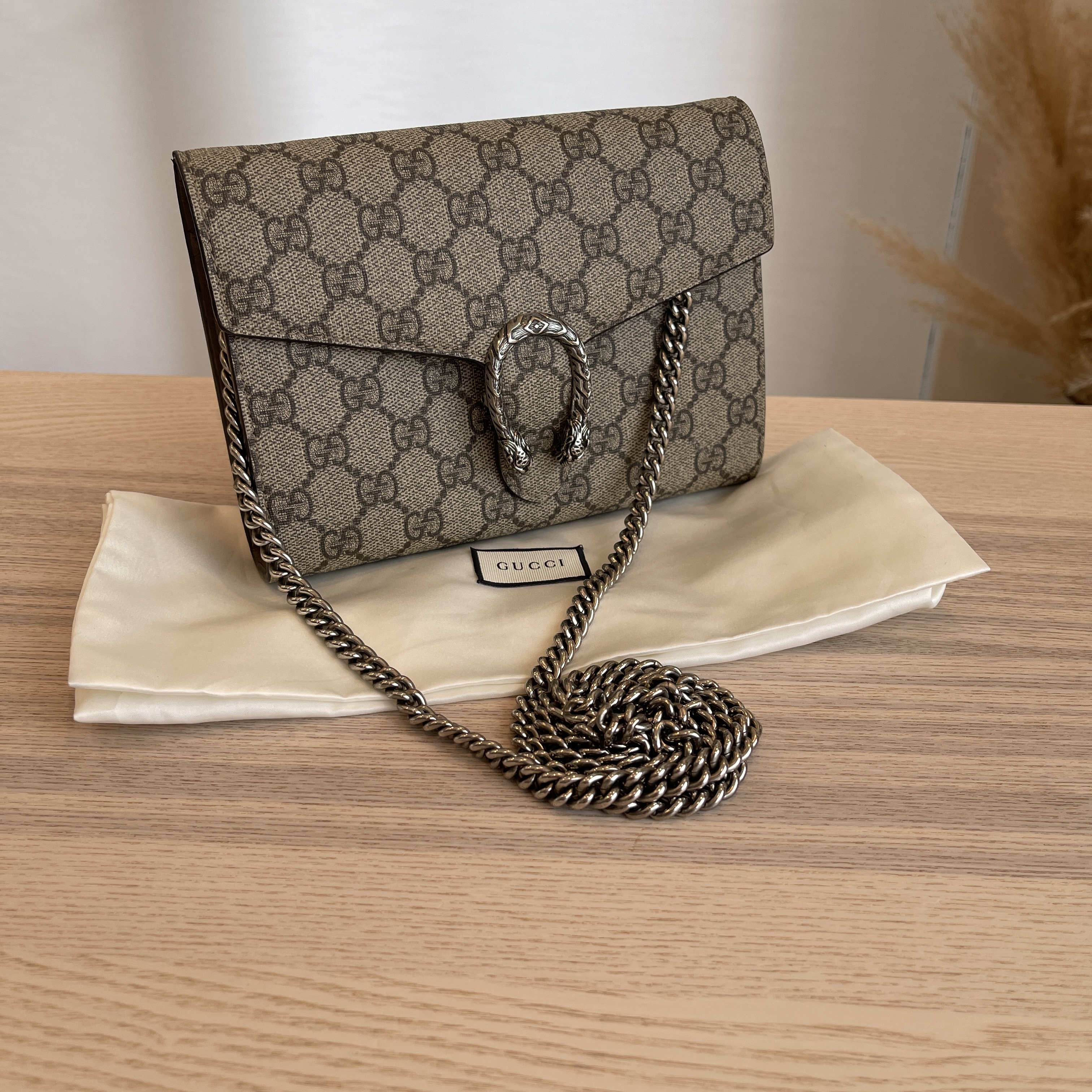 Gucci Dionysus GG Supreme chain wallet Monogram Beige - THE PURSE