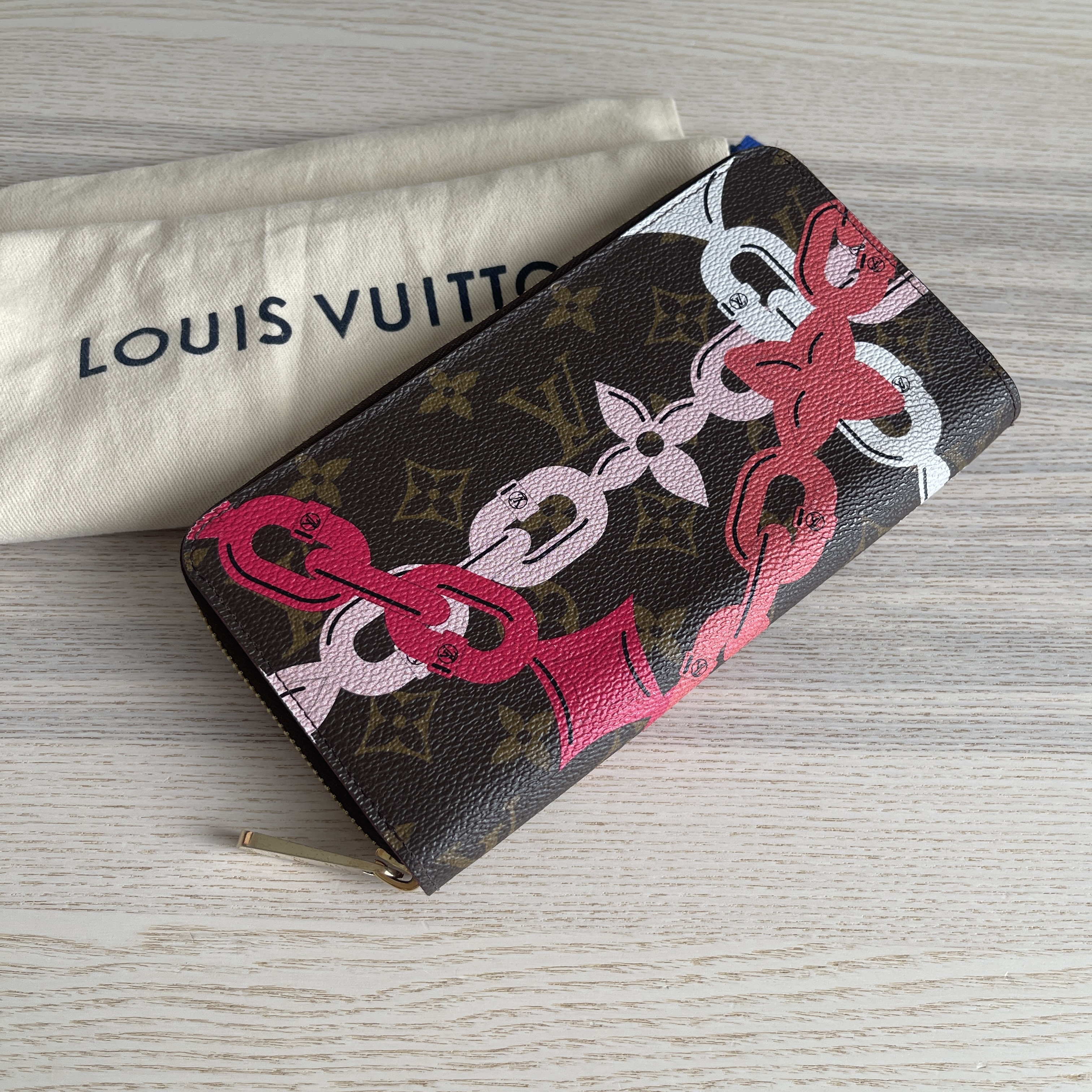 Louis Vuitton Limited Edition Monogram Canvas Chain Flower Zippy Wallet