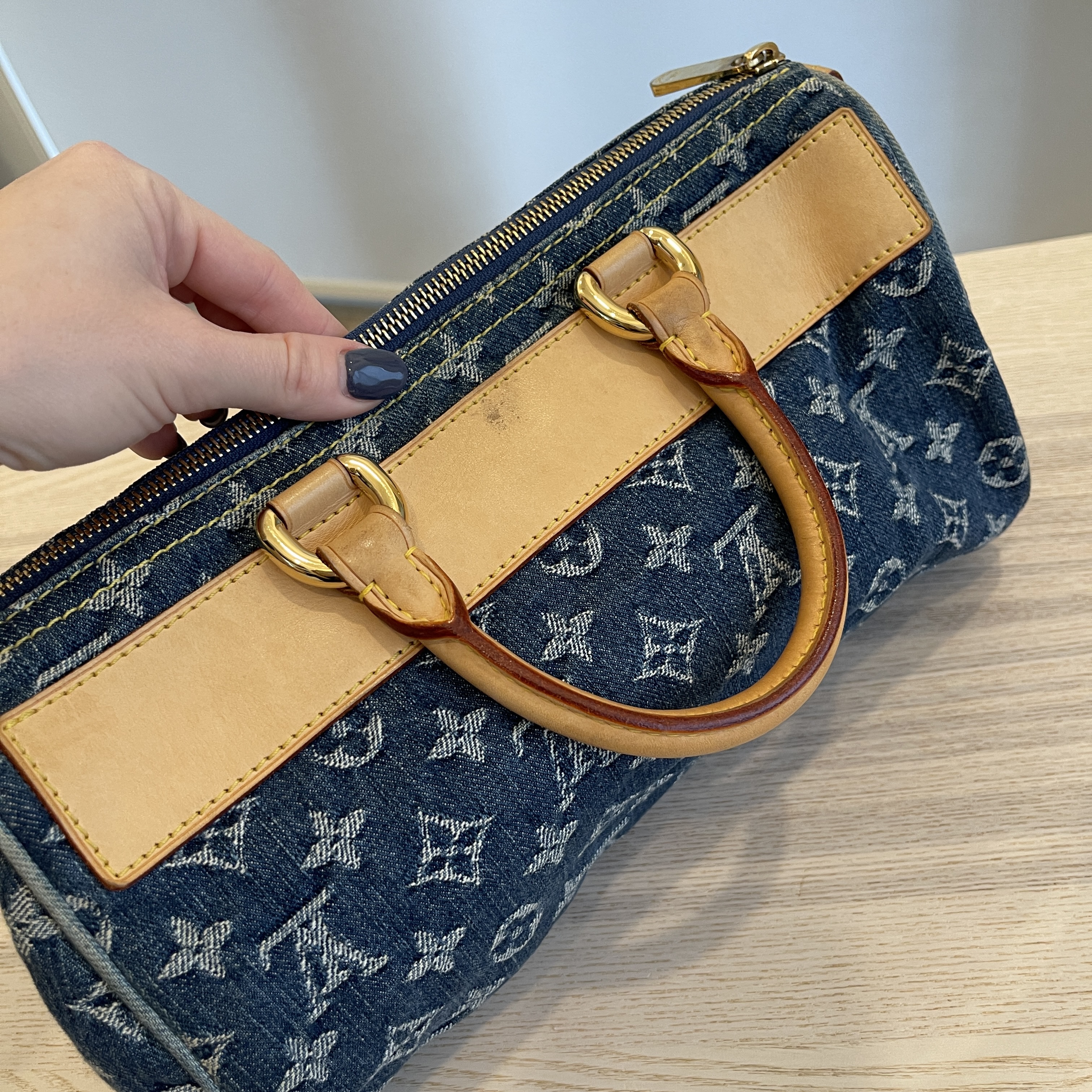 Louis Vuitton Neo Speedy Handbag Blue Monogram Denim M95019 SP1005 97625