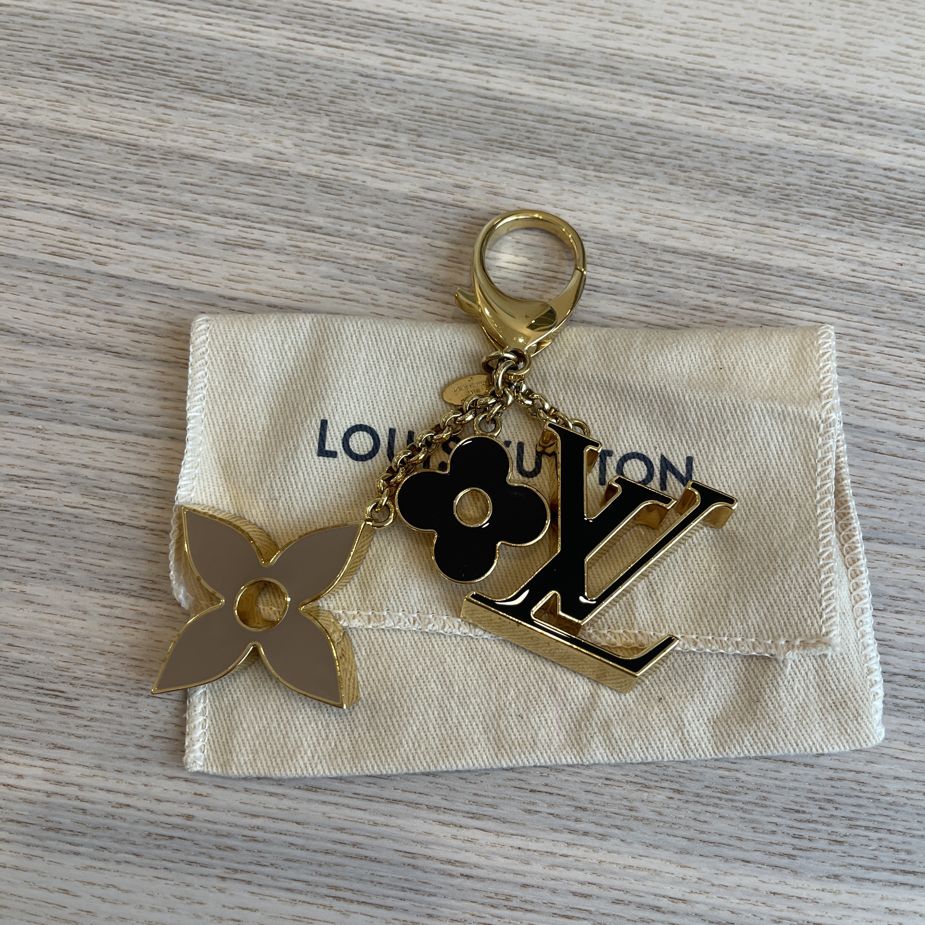 LOUIS VUITTON Fleur de Monogram Bag Charm Gold