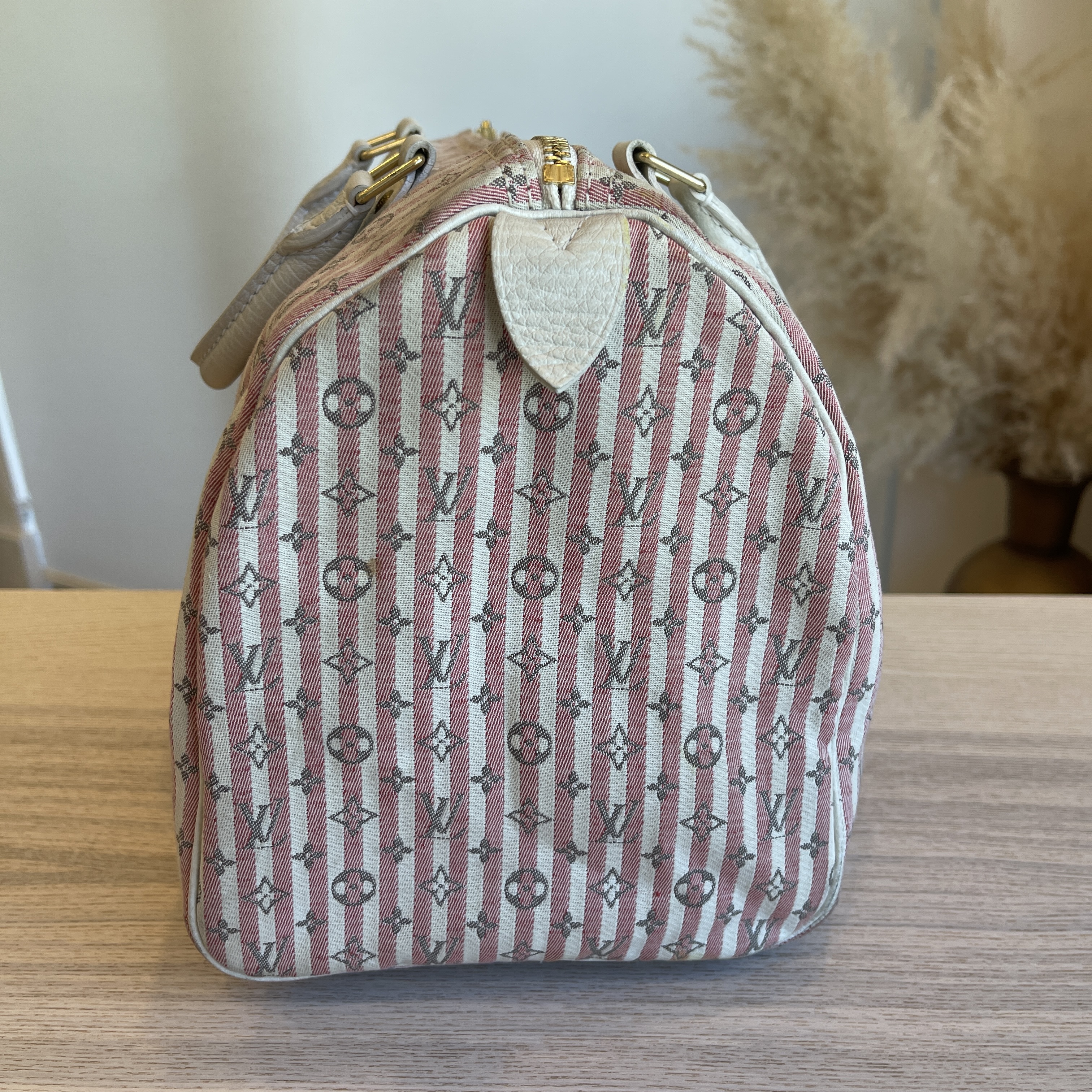 Louis Vuitton Pink/White Monogram Mini Lin Croisette Speedy 30 Bag