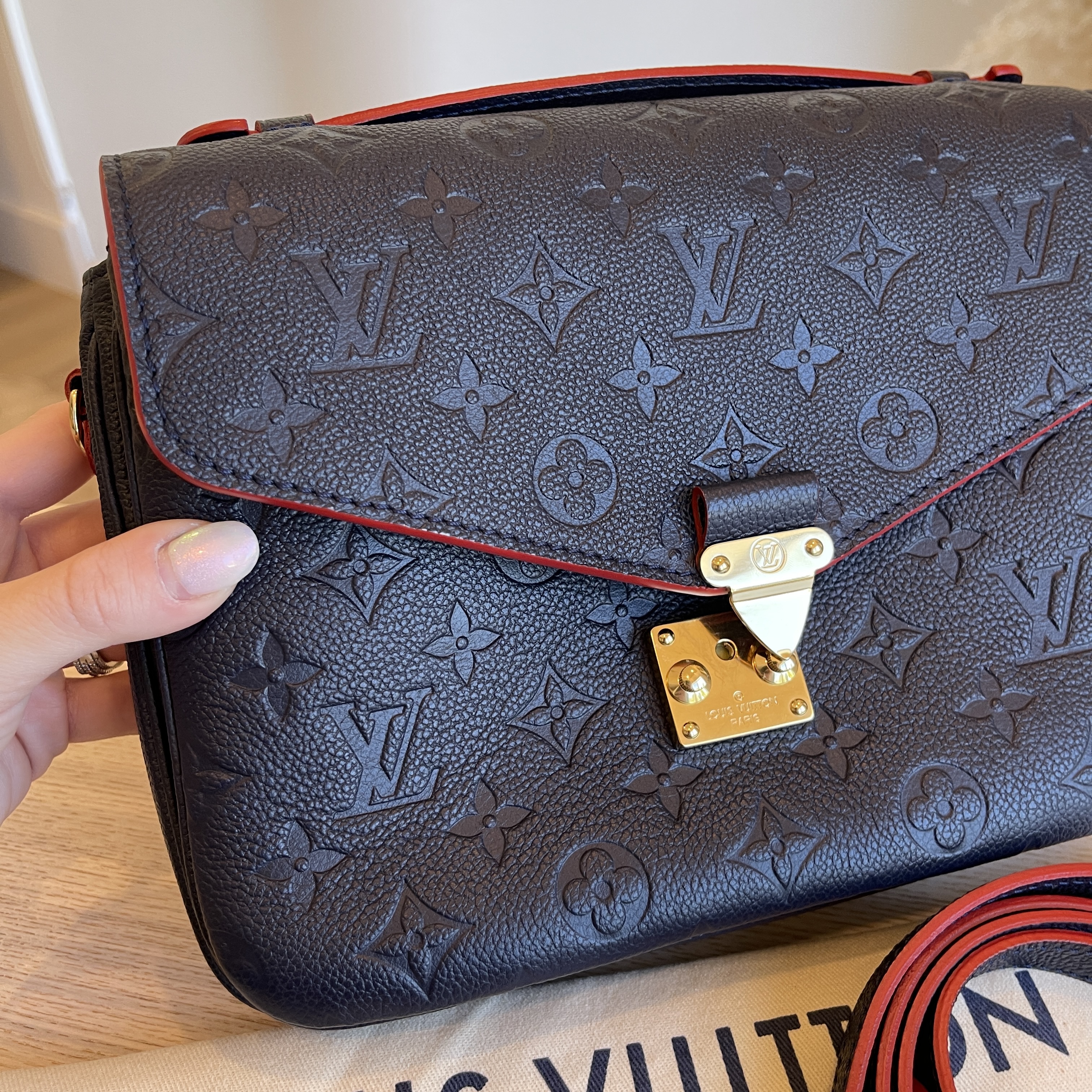 Louis Vuitton Marine Rouge Monogram Empreinte Leather Félicie Pochette, myGemma