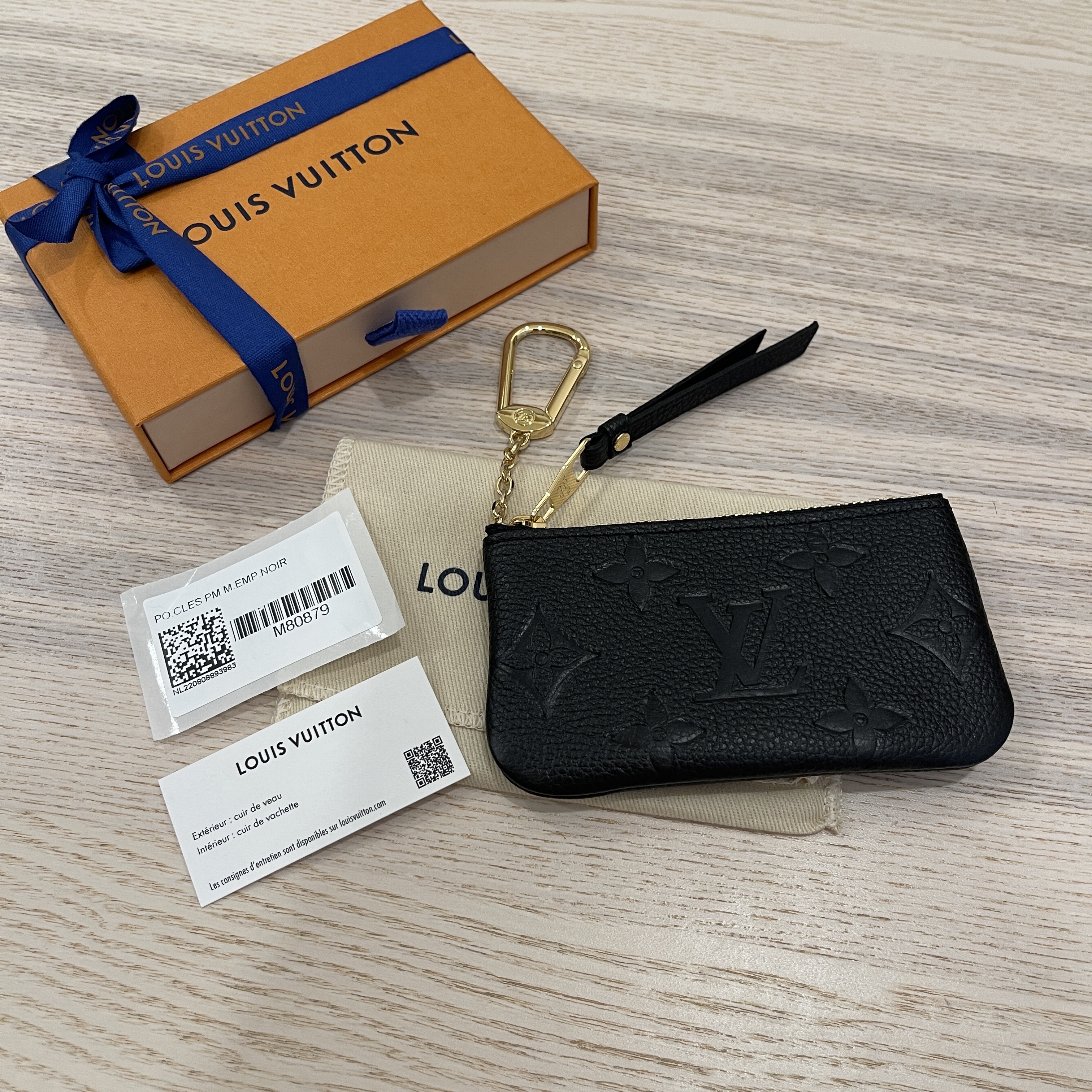 Louis Vuitton Monogram Empreinte Leather Key Pouch Black