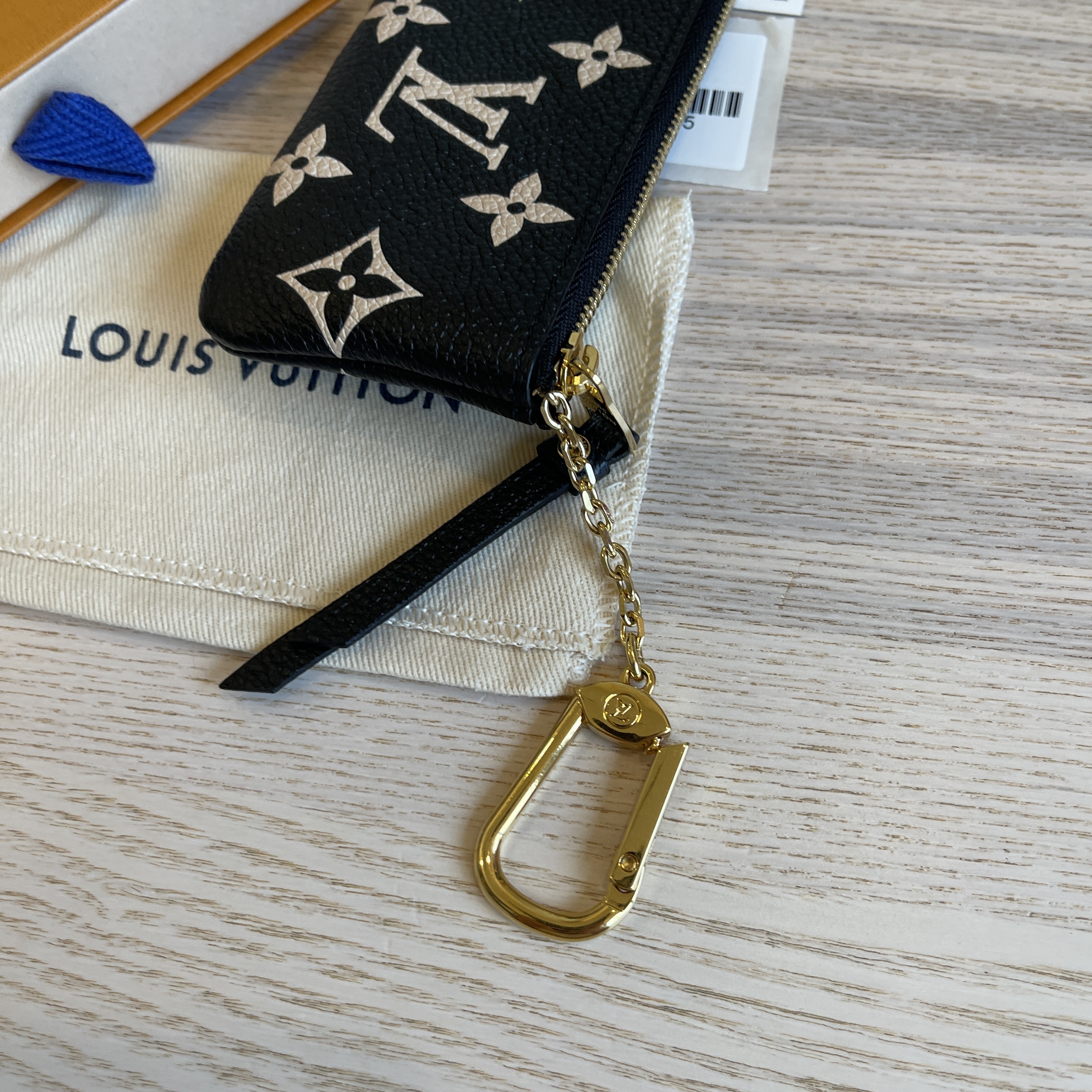 Louis Vuitton Monogram Empreinte Leather Key Pouch Bicolor Black