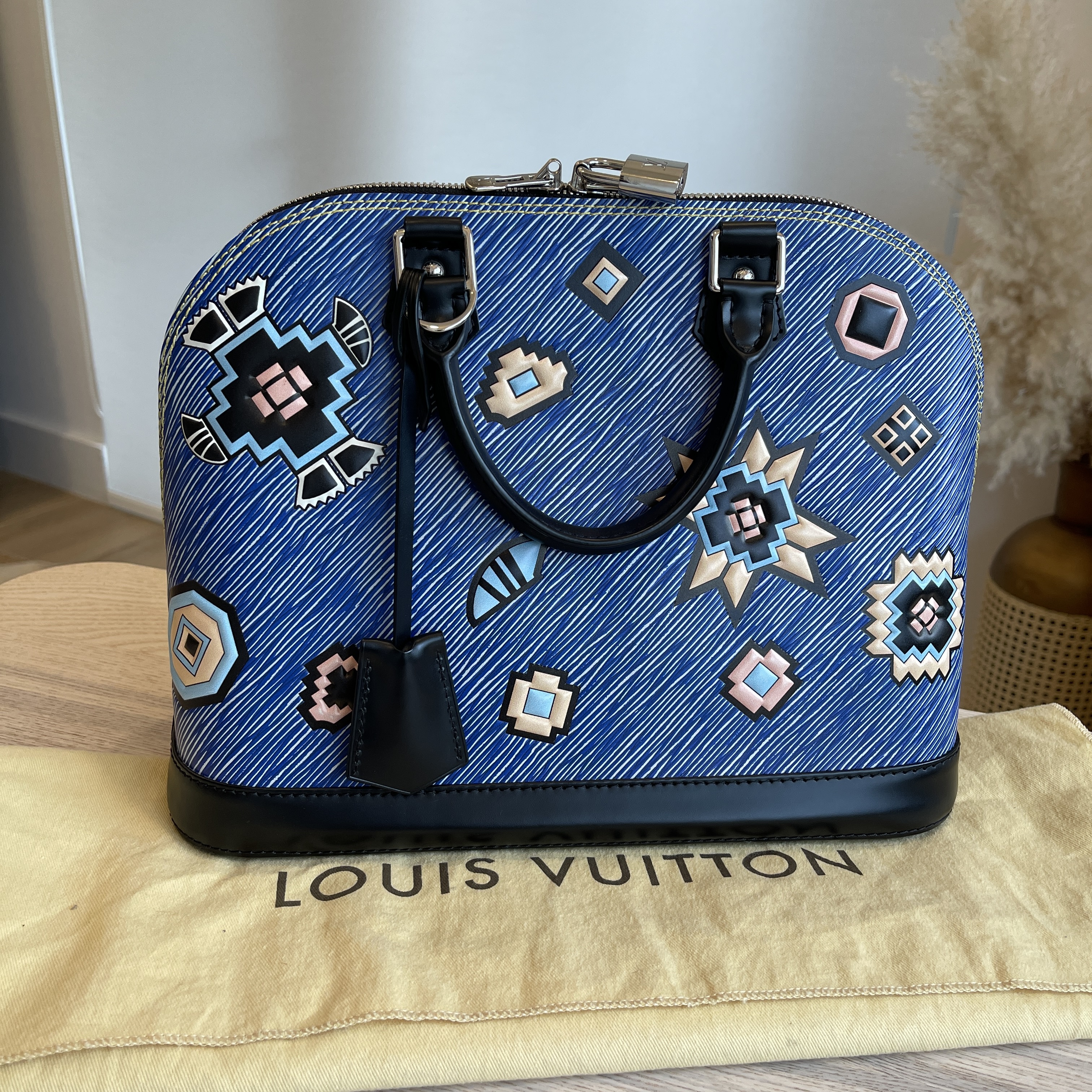Louis Vuitton Denim Epi Leather Alma Key Holder and Bag Charm
