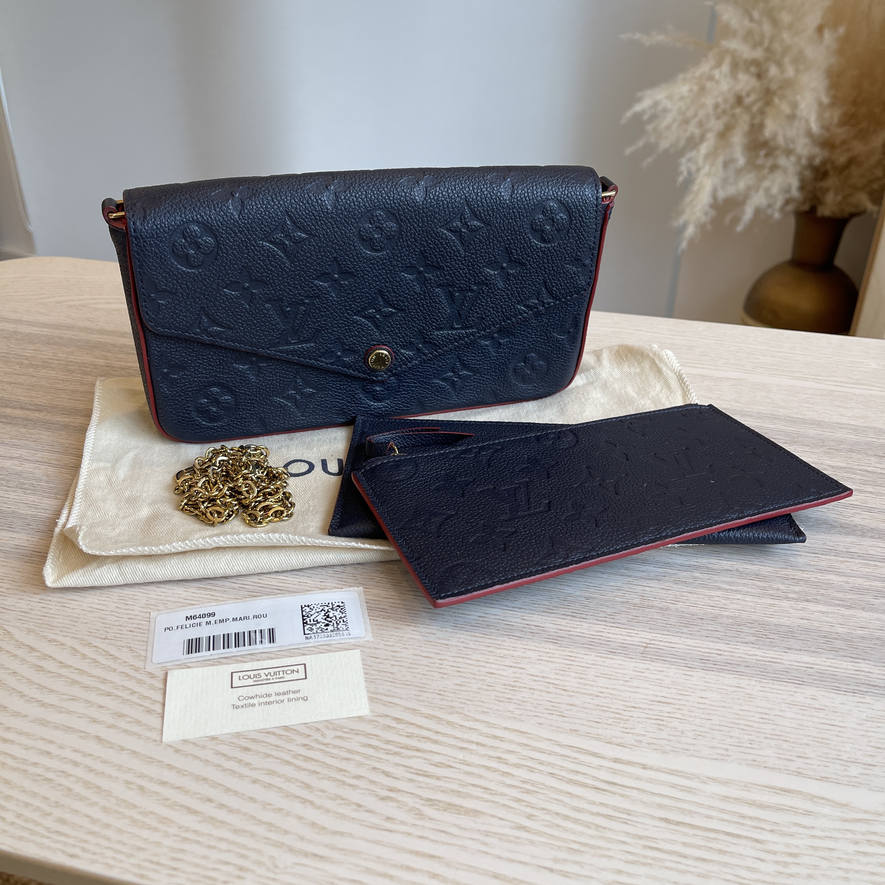 Louis Vuitton Empreinte Pochette Felicie Chain Wallet Marine Rouge