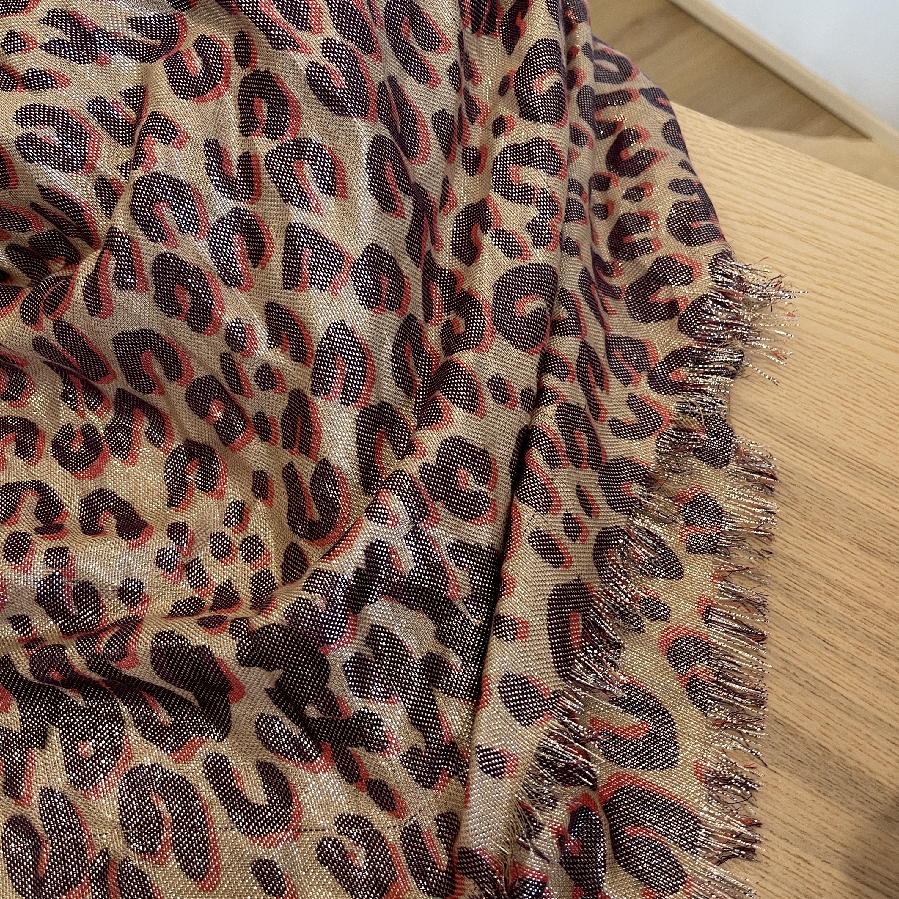 Louis Vuitton Cashmere Silk Sprouse Leopard Stole Scarf Shiny