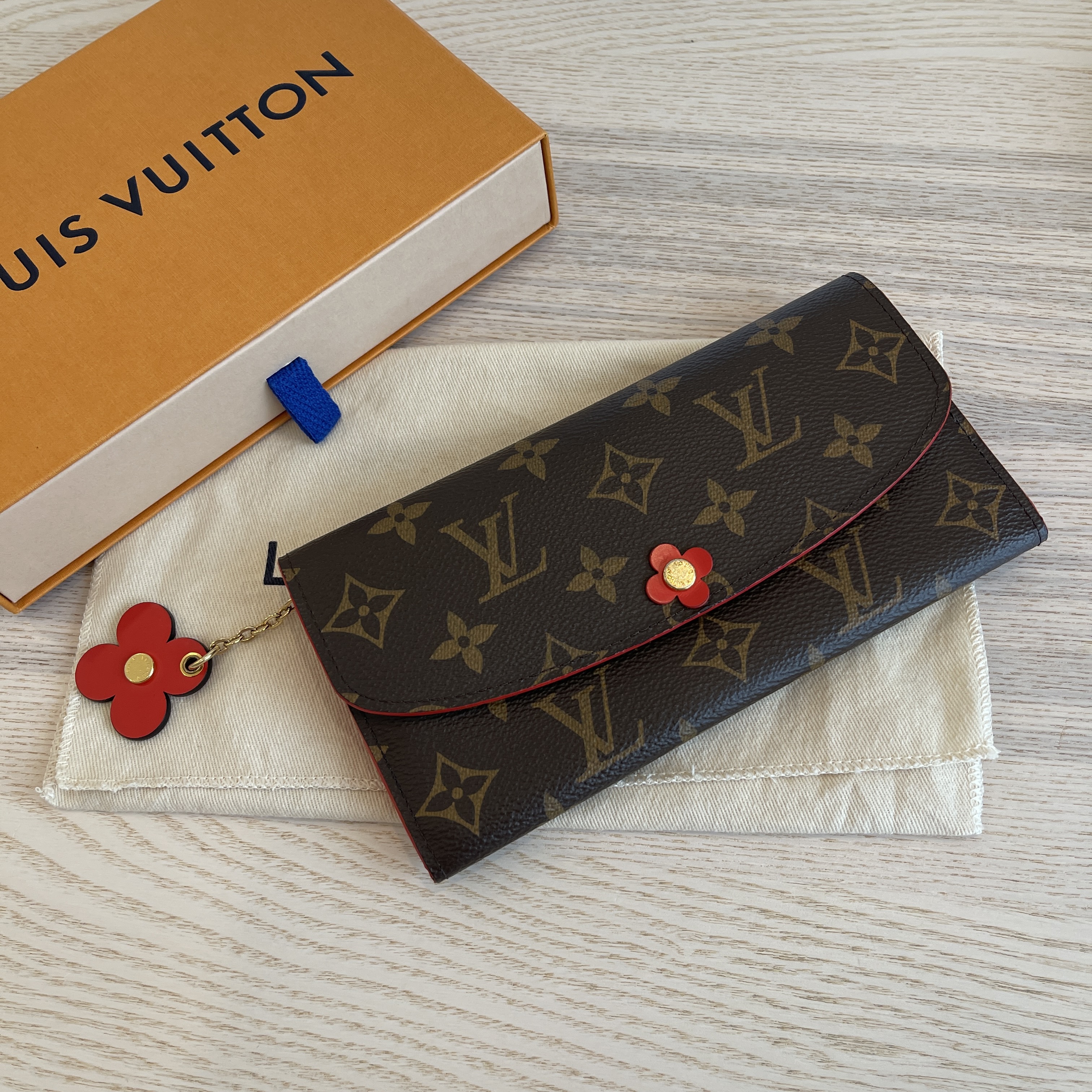Louis Vuitton Monogram Canvas Red Emilie Bloom Flowers Wallet