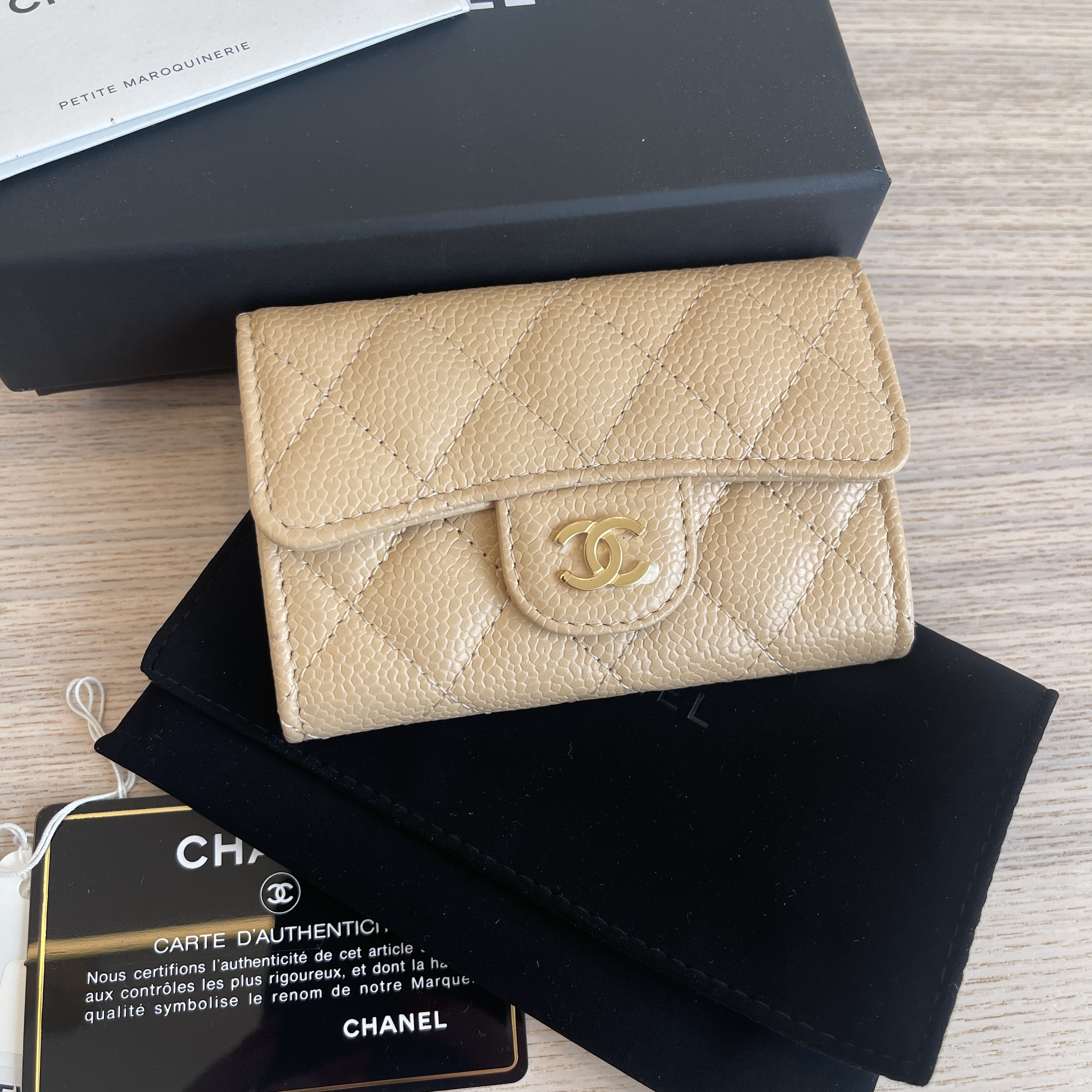 CHANEL Classic Flap Card Holder in 22B Pink Caviar