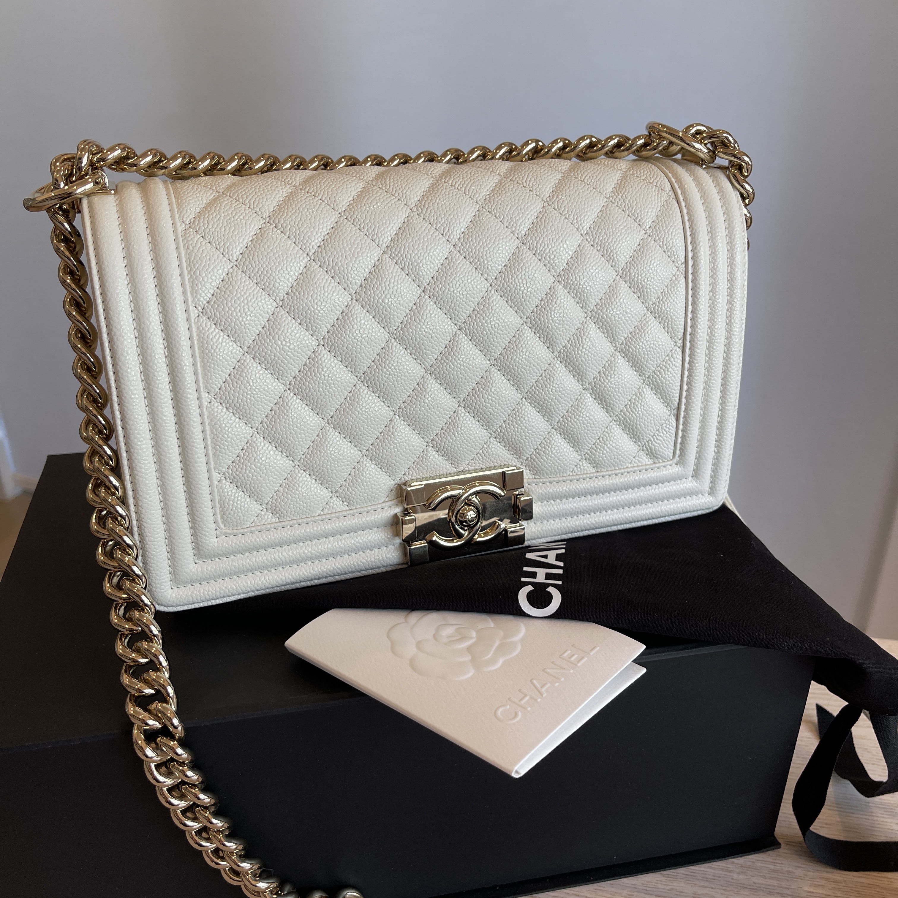 Chanel Black Quilted Lambskin Bucket Bag with Pearls Pale Gold Hardware, 2021 (Very Good)