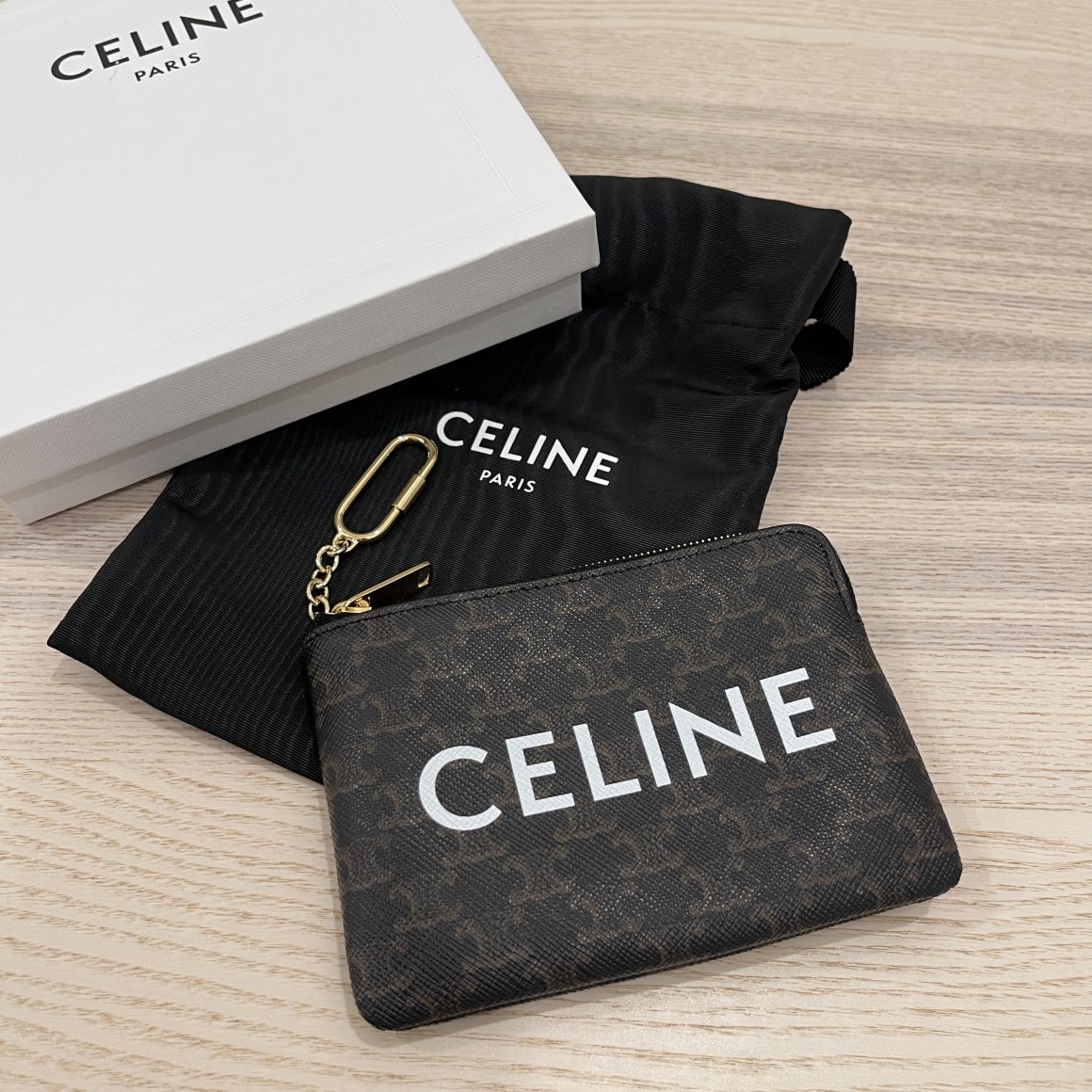 Shop CELINE Triomphe Canvas 2019-20FW Coin & Card Pouch In