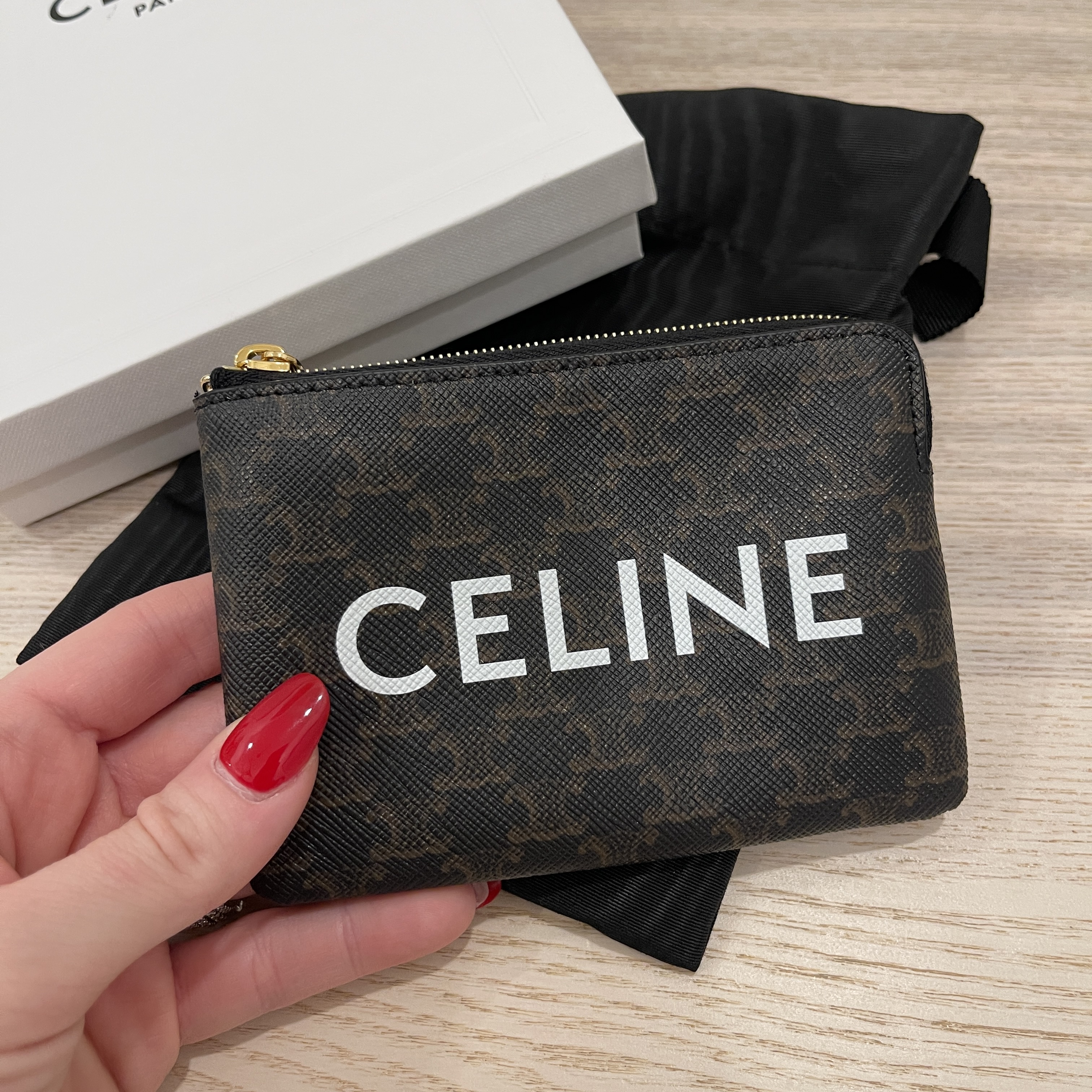 Celine Coin and Card Pouch in Triomphe Canvas