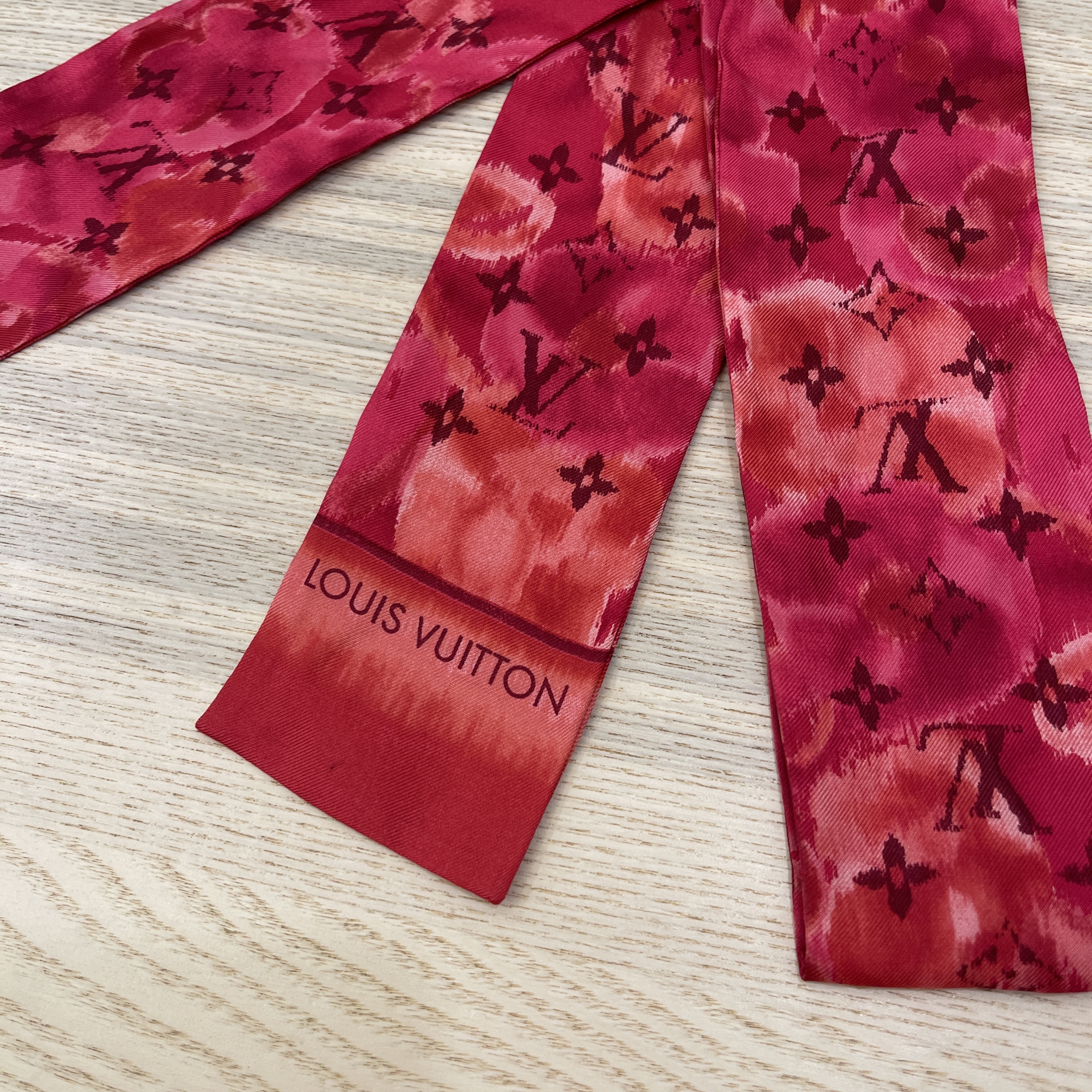 Louis Vuitton Silk Bandeau Scarf Ikat Indian Rose