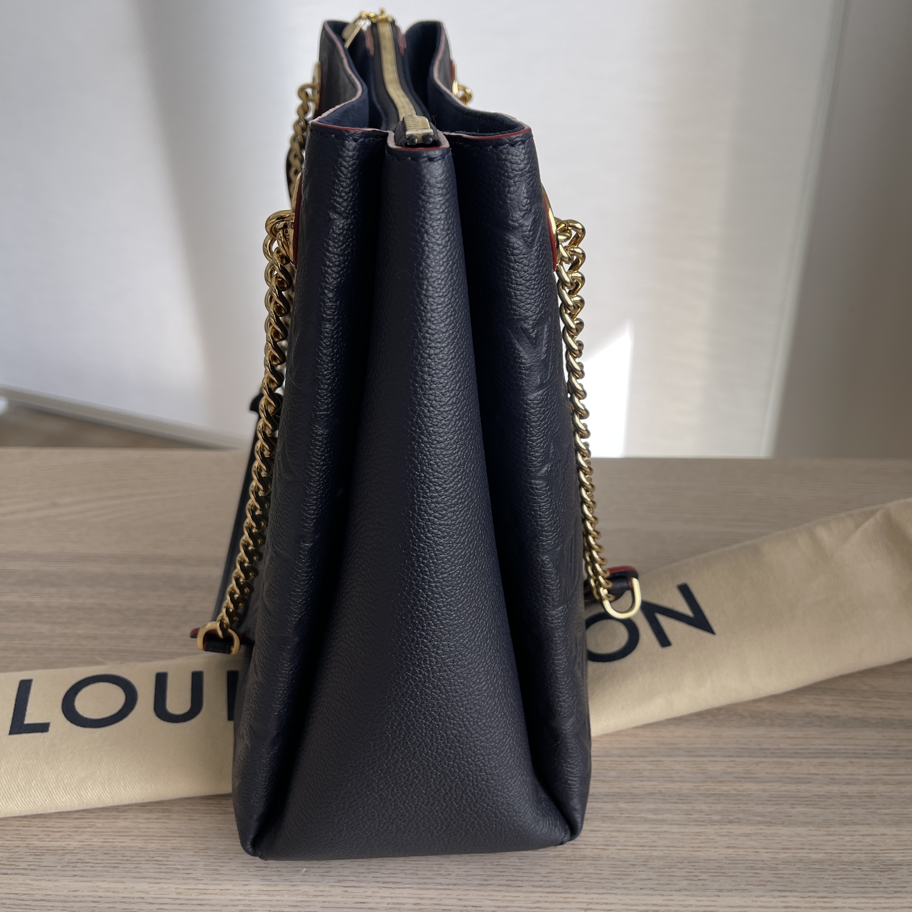 Louis Vuitton Surene BB Monogram Empreinte Chain Shoulder Bag Marine Rouge