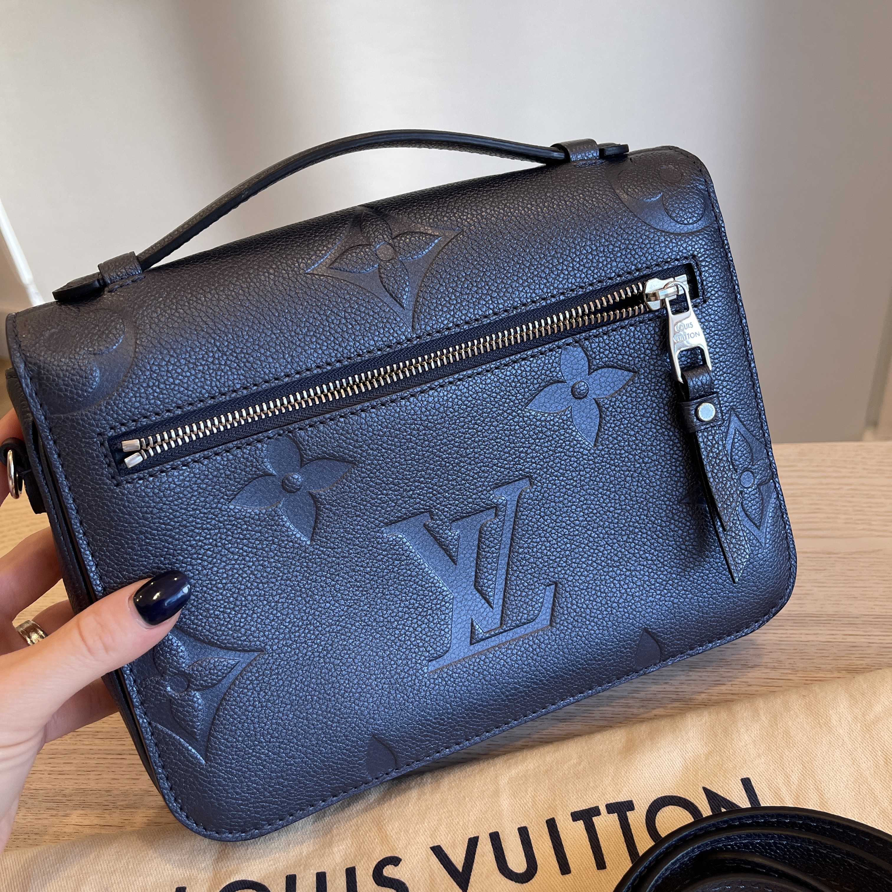 Louis Vuitton Monogram Leather Metallic Navy Nacre Empreinte Key