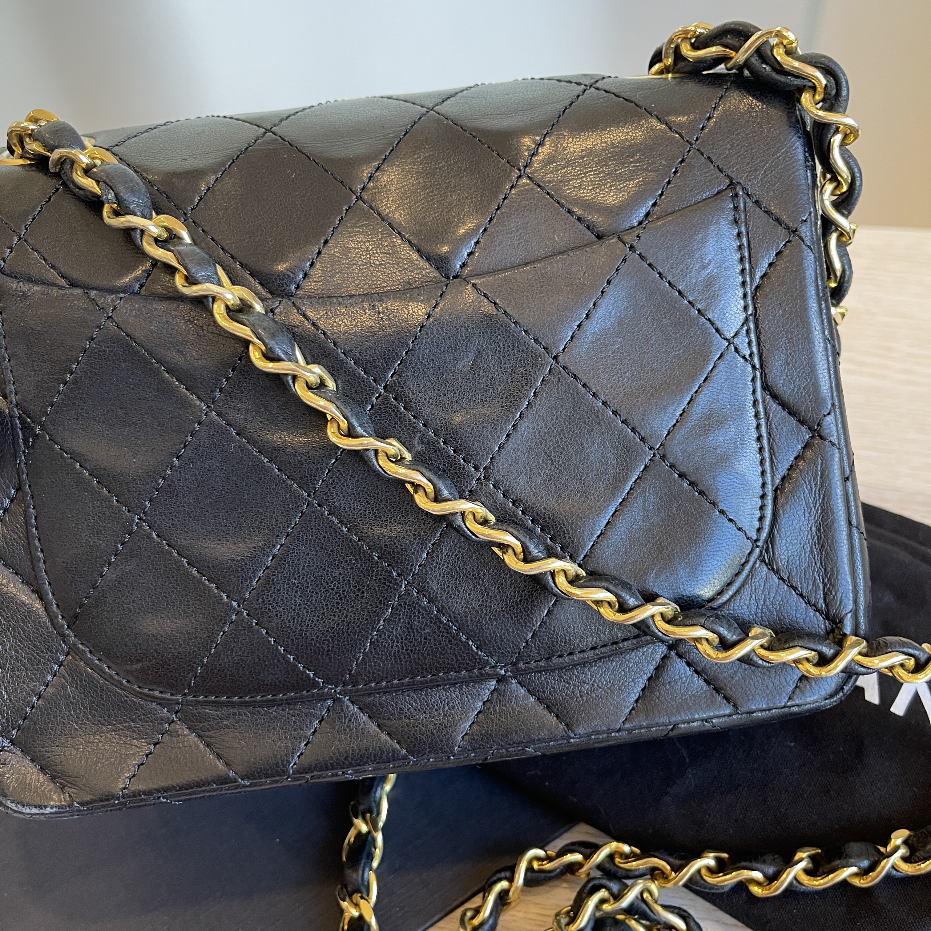 Chanel Lambskin Quilted Mini Square Flap Bag Black