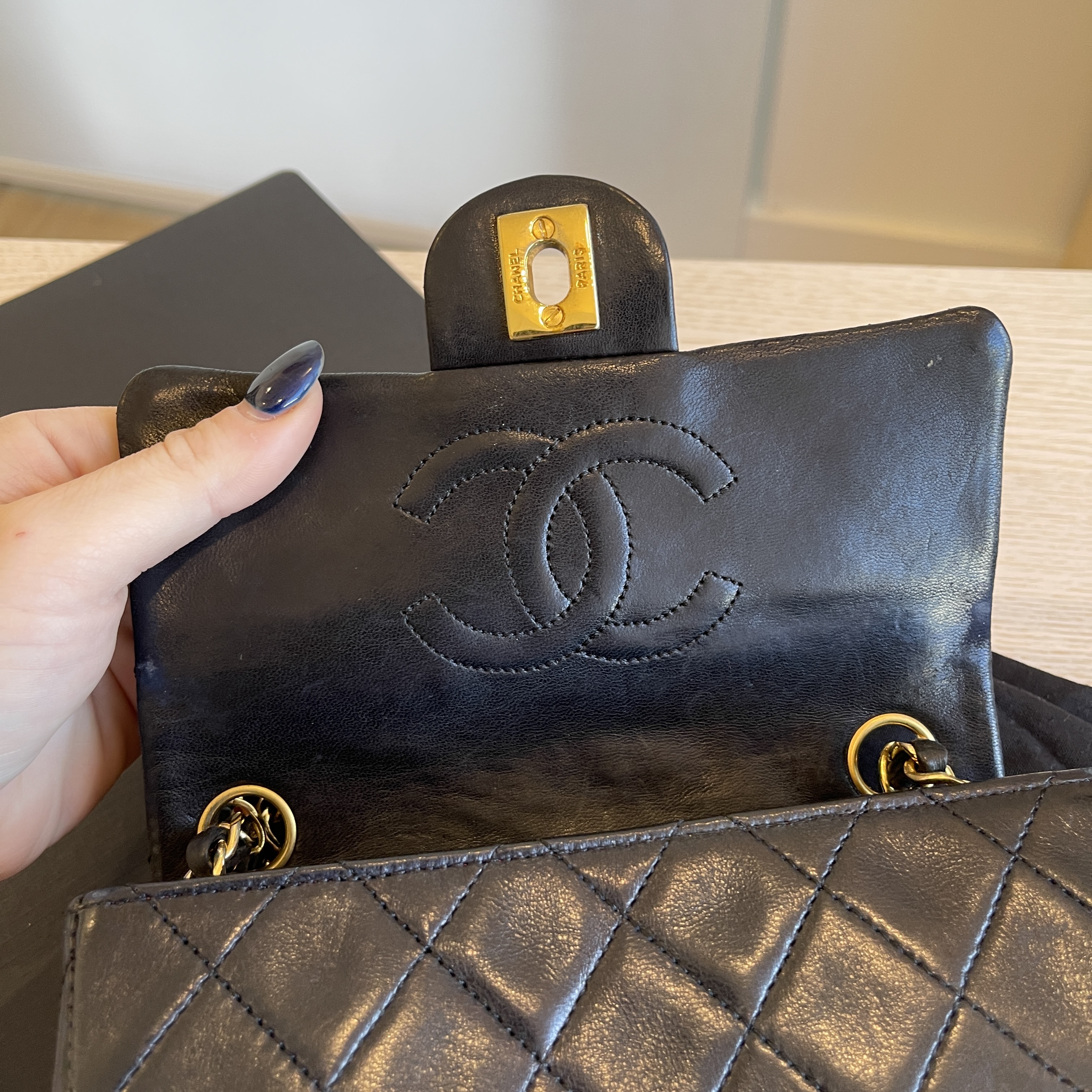 Chanel Lambskin Quilted Mini Square Flap Bag Black