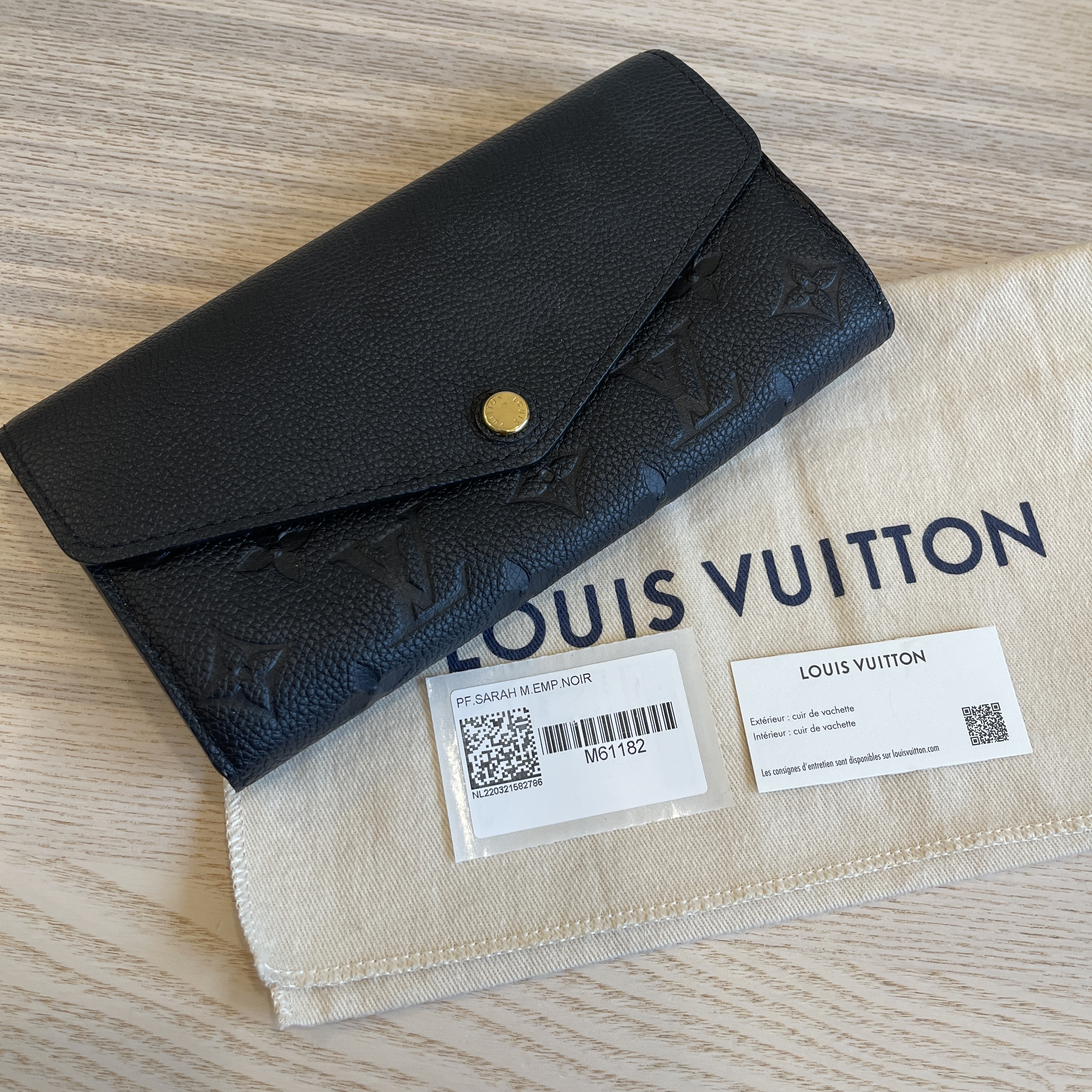 Louis Vuitton Monogram Empreinte Sarah Wallet Black