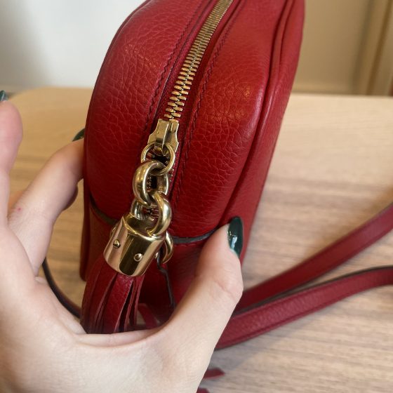 Gucci Calfskin Small Soho Disco Bag Red