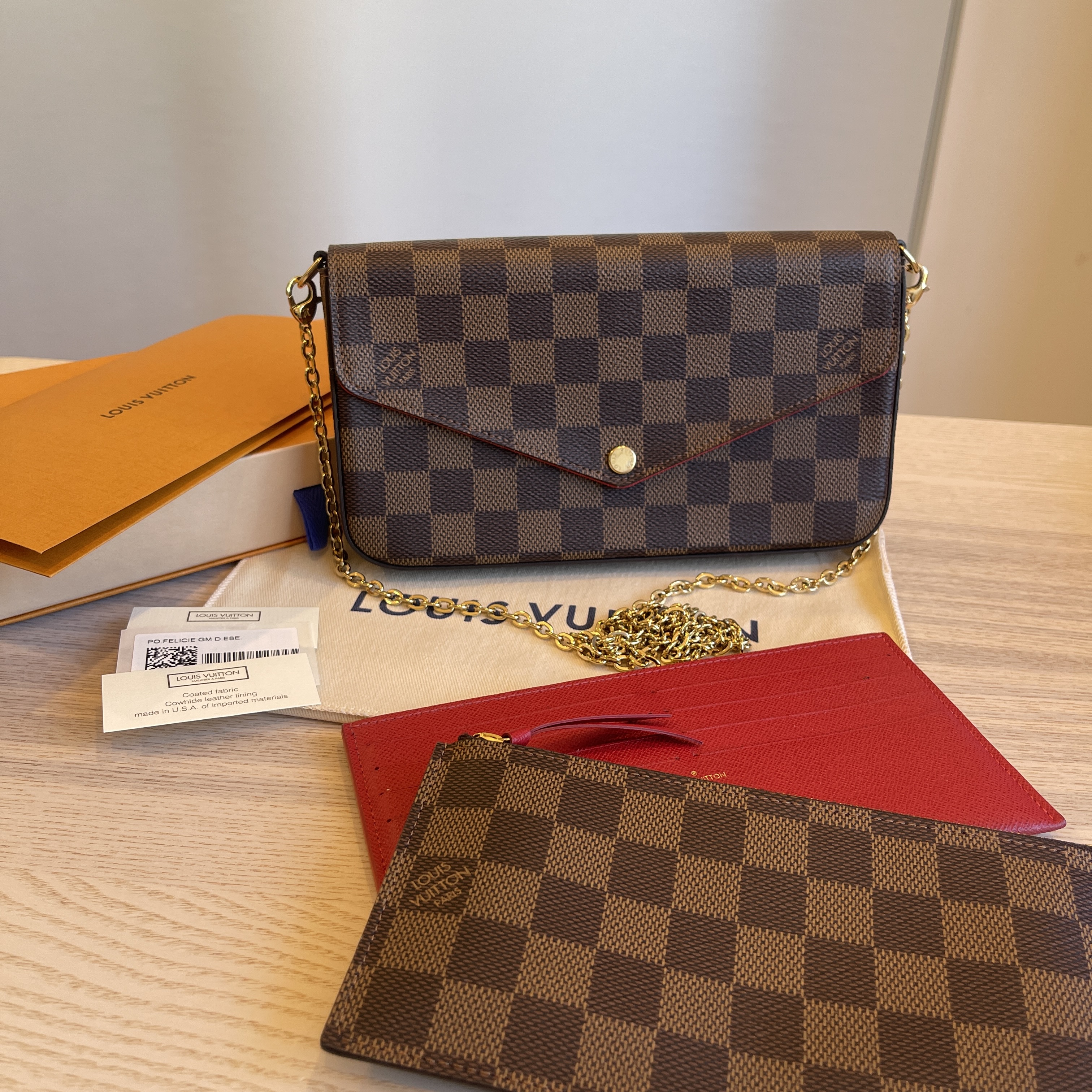 Louis Vuitton Pochette Felicie Damier Ebene Canvas Wallet