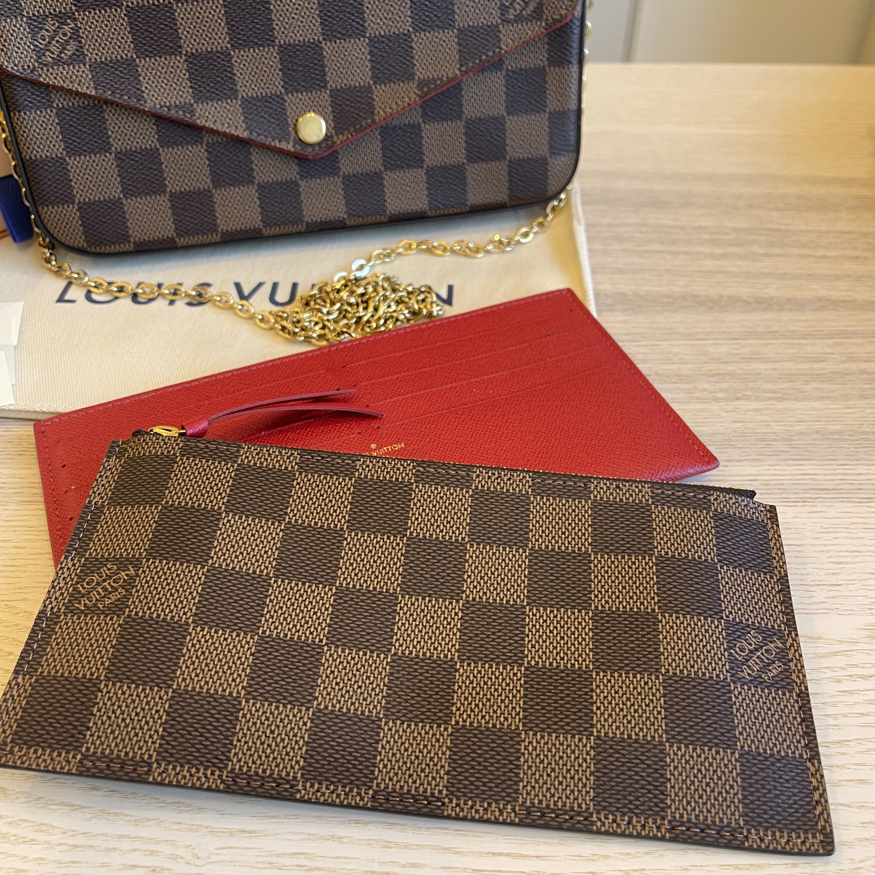 Louis Vuitton Damier Ebene Felicie Pochette Bag w/ Box & Inserts