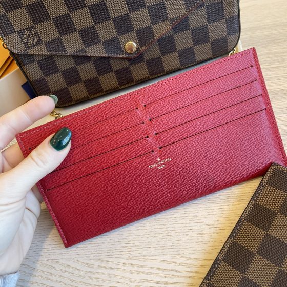 LOUIS VUITTON Damier Ebene Pochette Felicie Chain Wallet 1260542