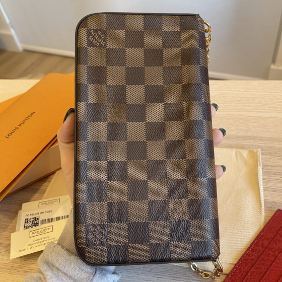 LOUIS VUITTON Damier Ebene Pochette Felicie Chain Wallet 1260542