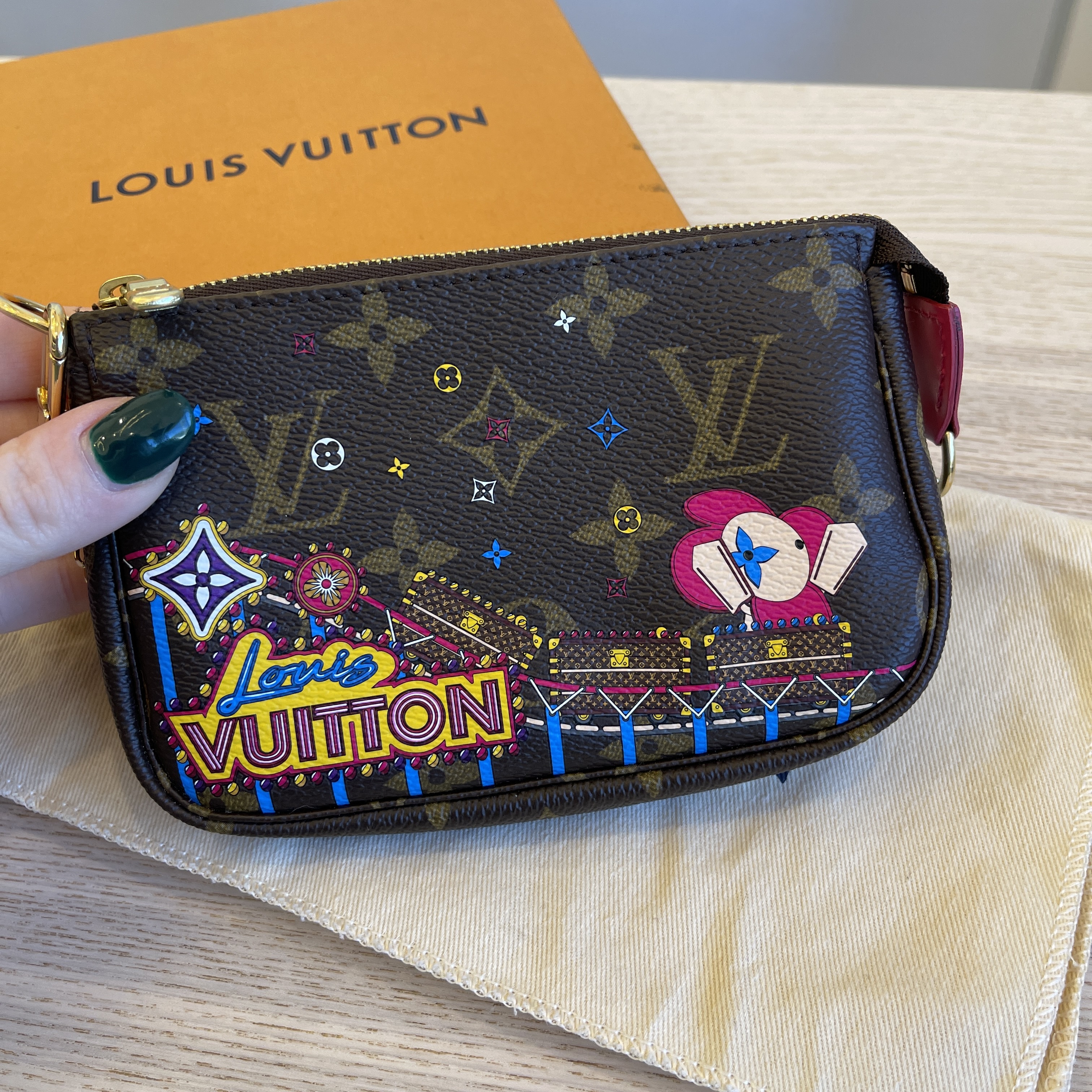 LOUIS VUITTON Monogram 2022 Christmas Animation Tokyo Mini Pochette  Accessories Blue 1228155