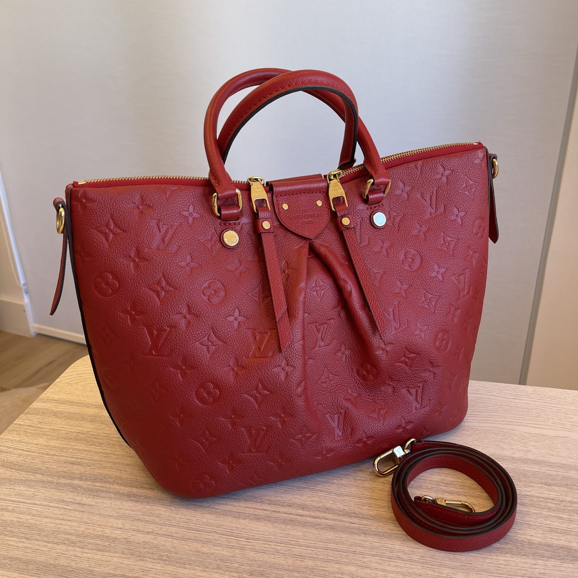 Louis Vuitton Pattern Print, Red Monogram Empreinte Mazarine PM