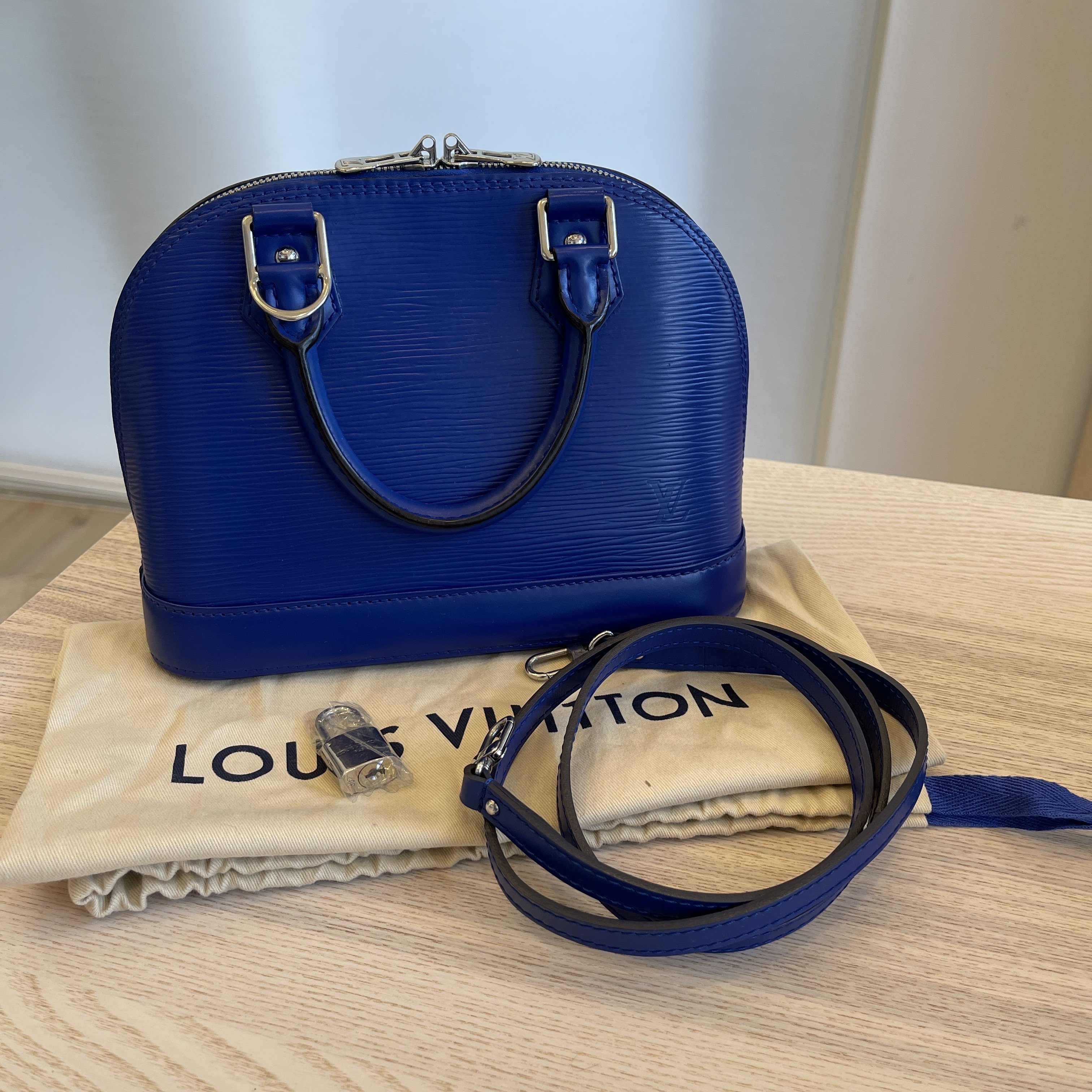 Blue Louis Vuitton Epi Alma BB Satchel