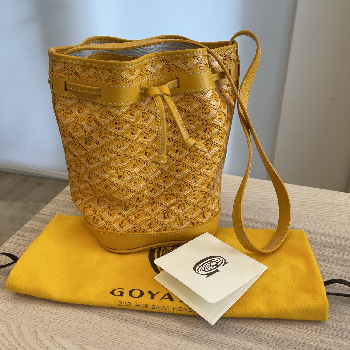 GOYARD Goyardine Petit Flot Bucket Bag PM Black Gold 877246