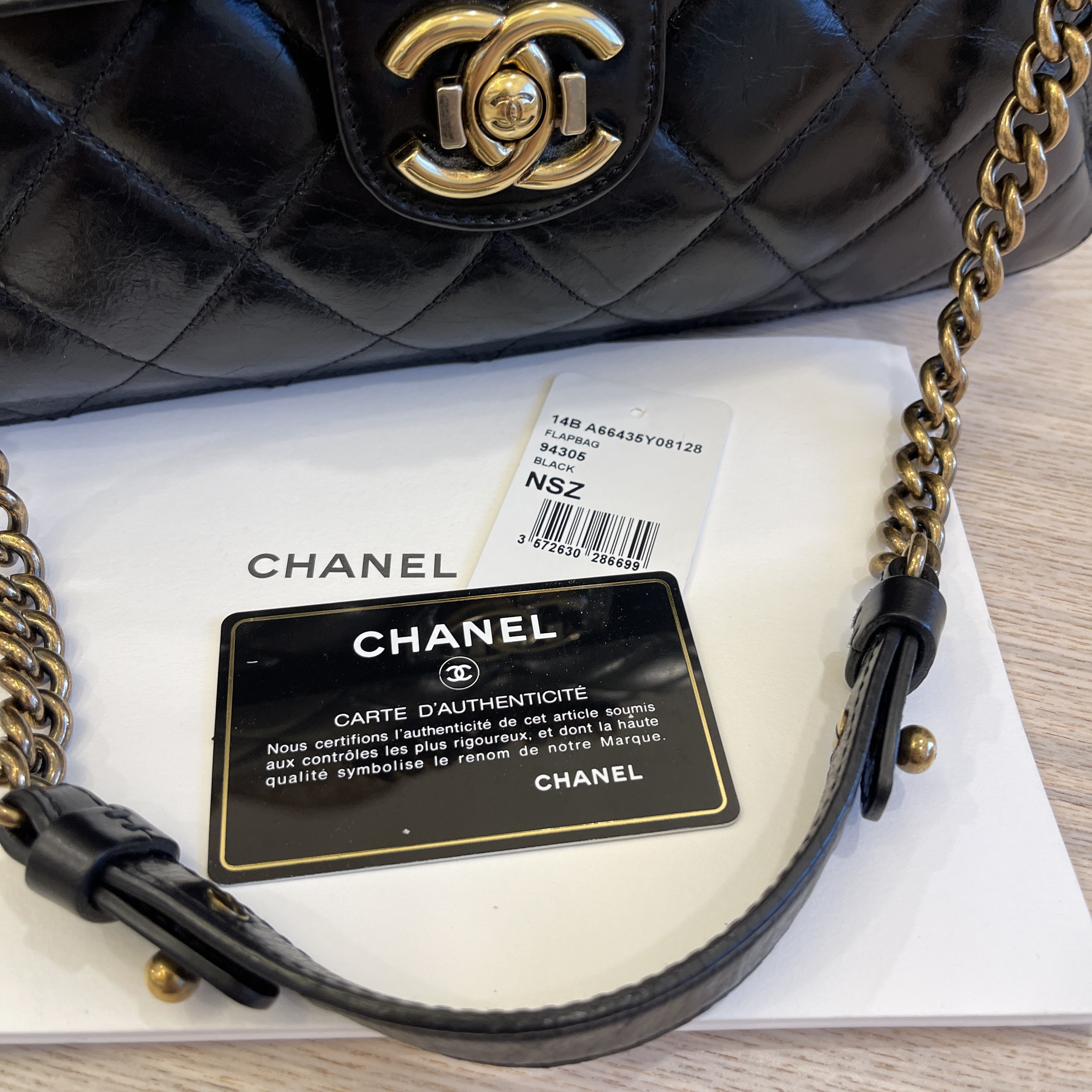 Chanel Calfskin Three Compartment Flap Bag with Chain Handle