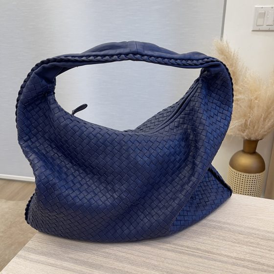 Bottega Veneta Nappa Intrecciato Large Veneta Hobo Blue