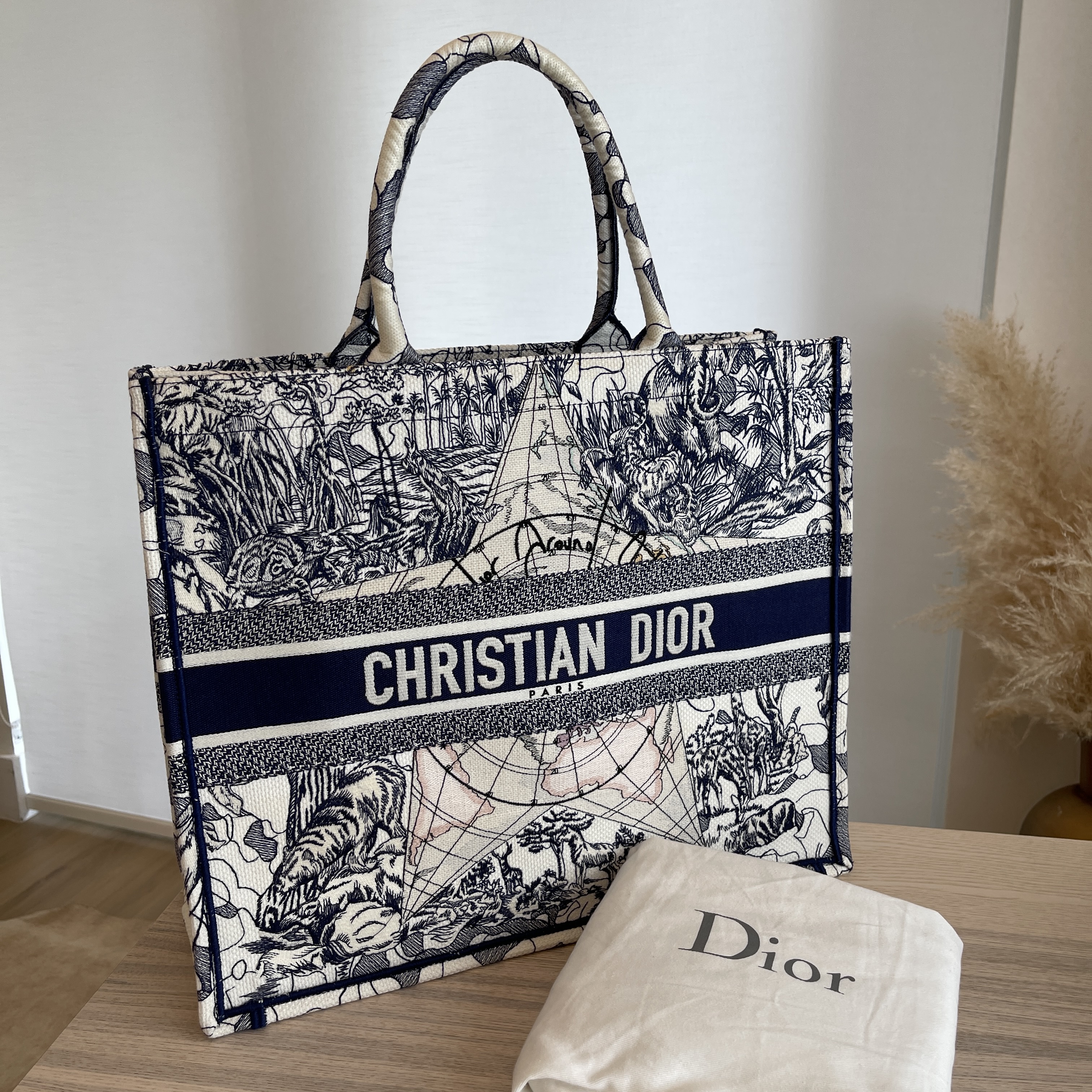 Christian Dior Blue Canvas Large Book Tote