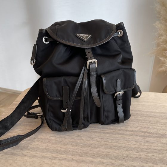 Prada Tessuto Nylon Vitello Backpack Black