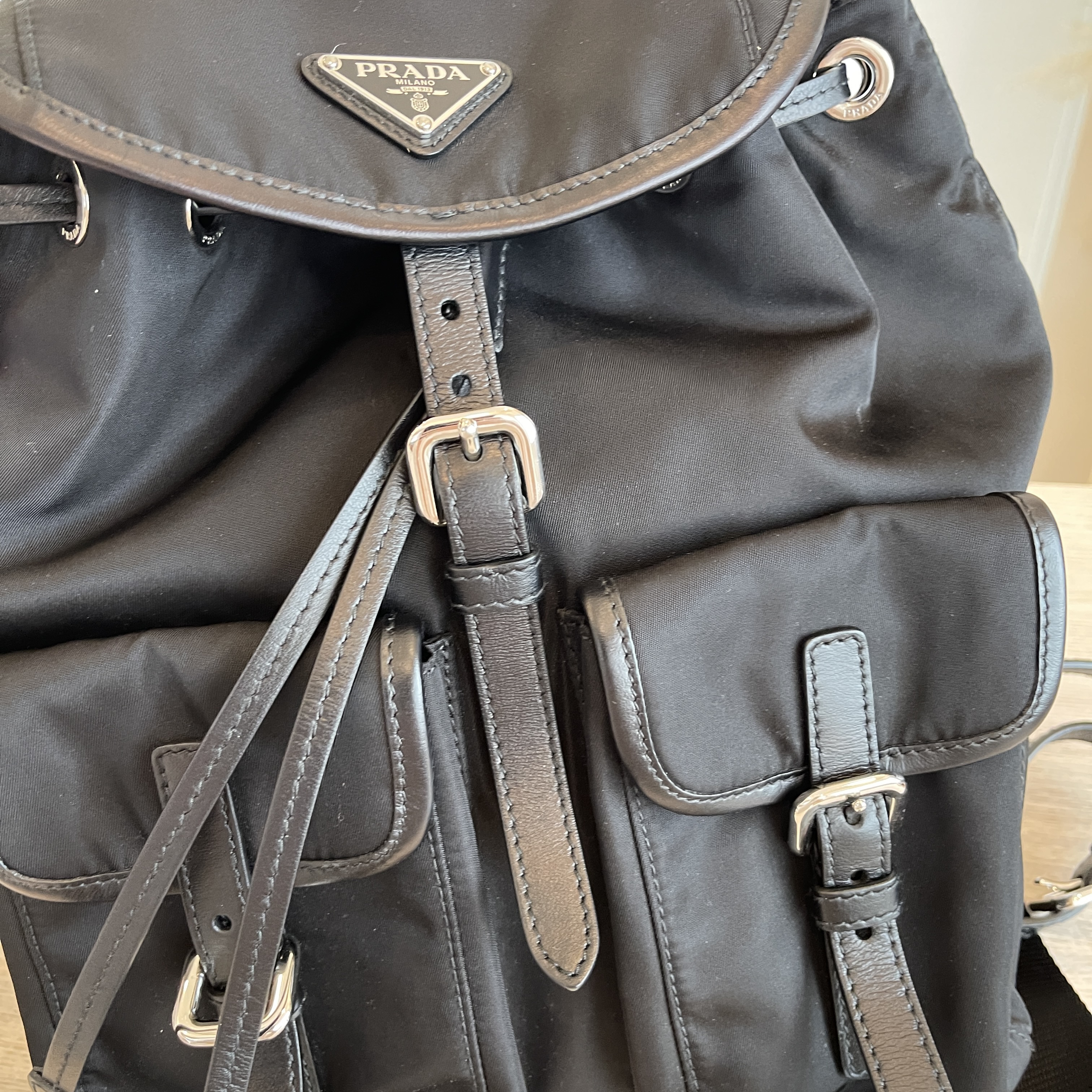Prada Black Tessuto Pocket Nylon Technical Backpack, myGemma