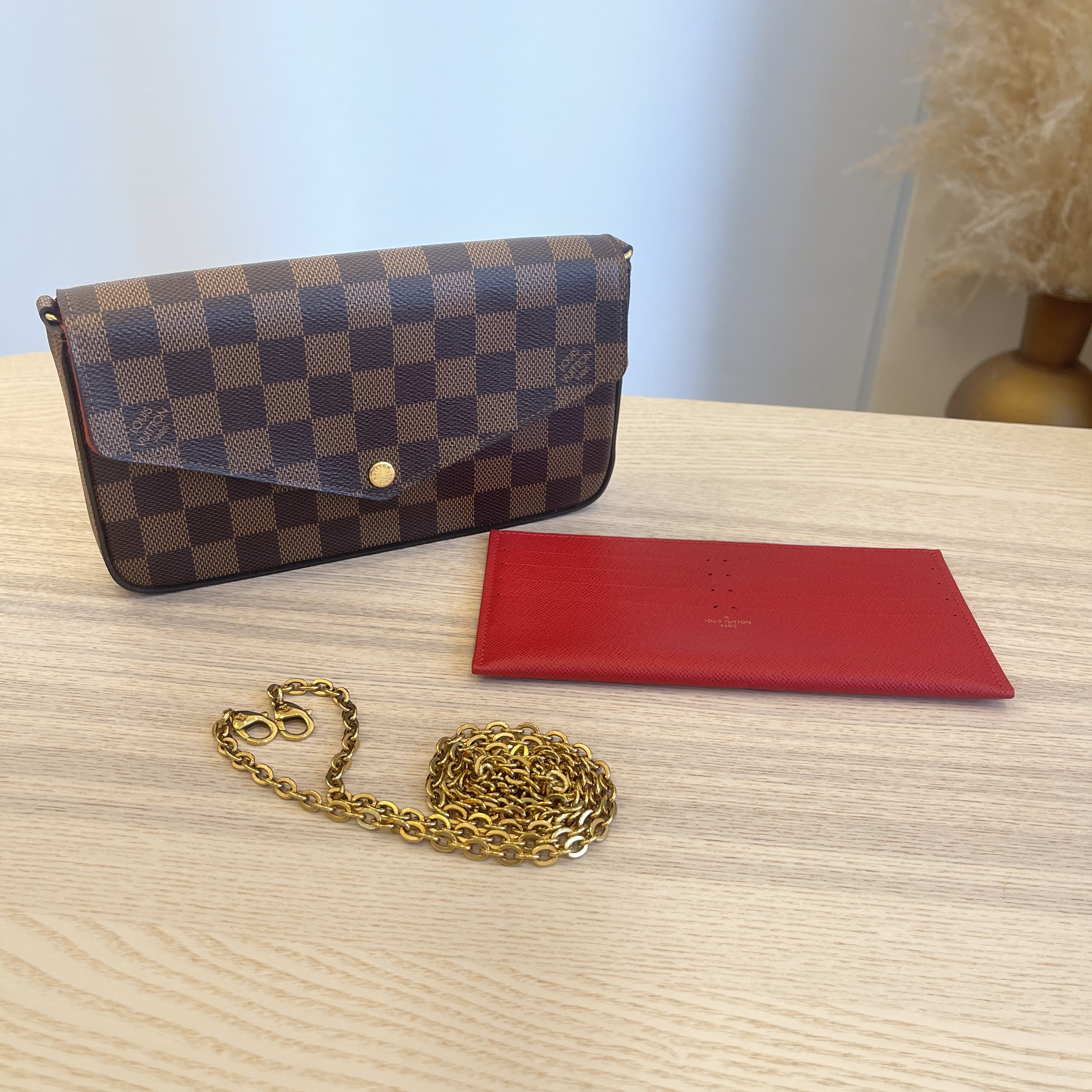 Louis Vuitton Damier Ebene Pochette Felicie Chain Wallet